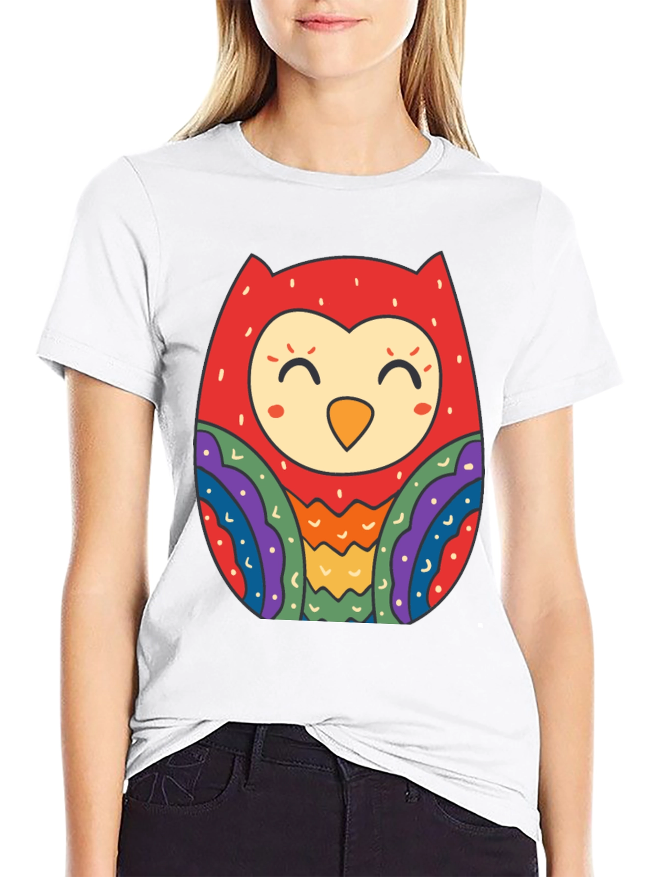 Fun Owl Graphic Tee - Black Cotton Comfort
