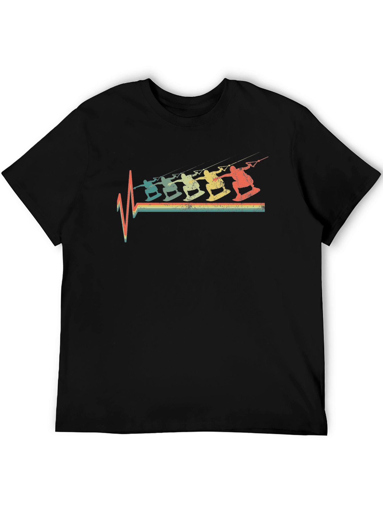 Retro Kitesurfing Heartbeat T-Shirt