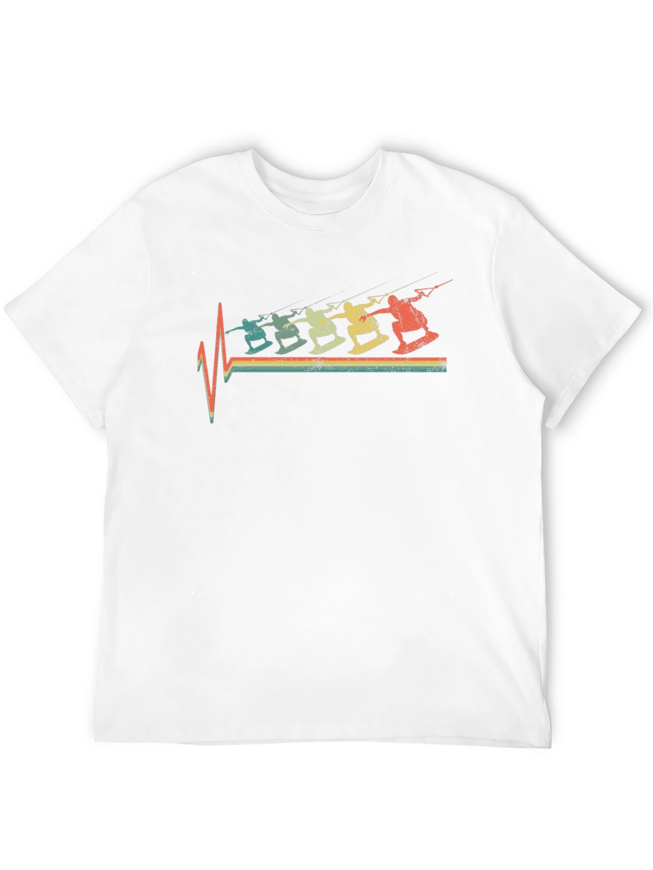 Retro Kitesurfing Heartbeat T-Shirt