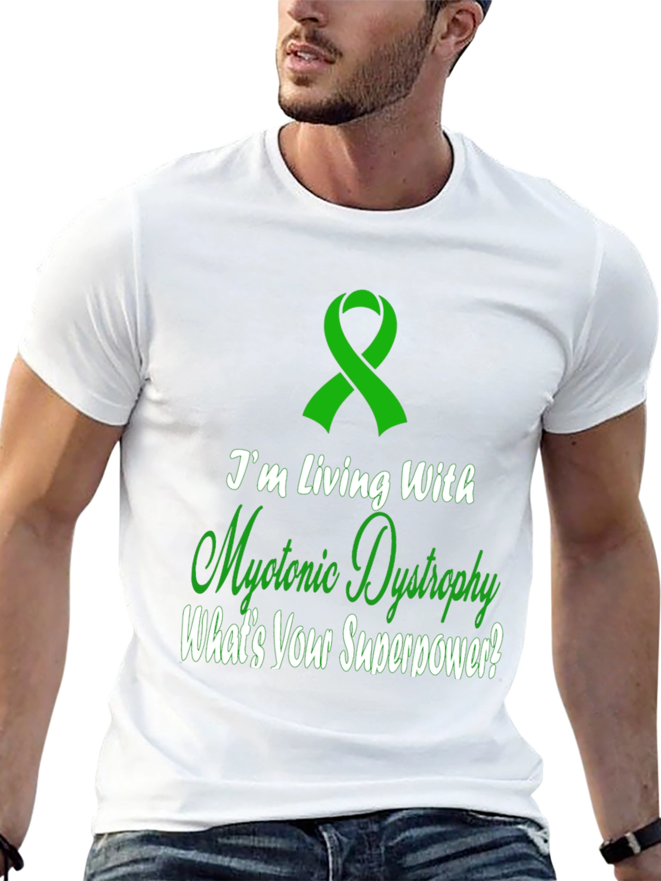 Myotonic Dystrophy Awareness T-Shirt Superpower Ribbon