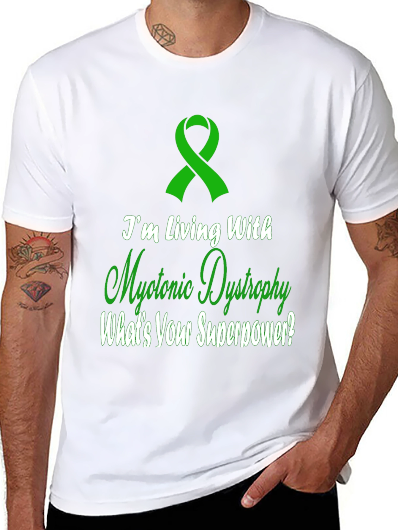Myotonic Dystrophy Awareness T-Shirt Superpower Ribbon
