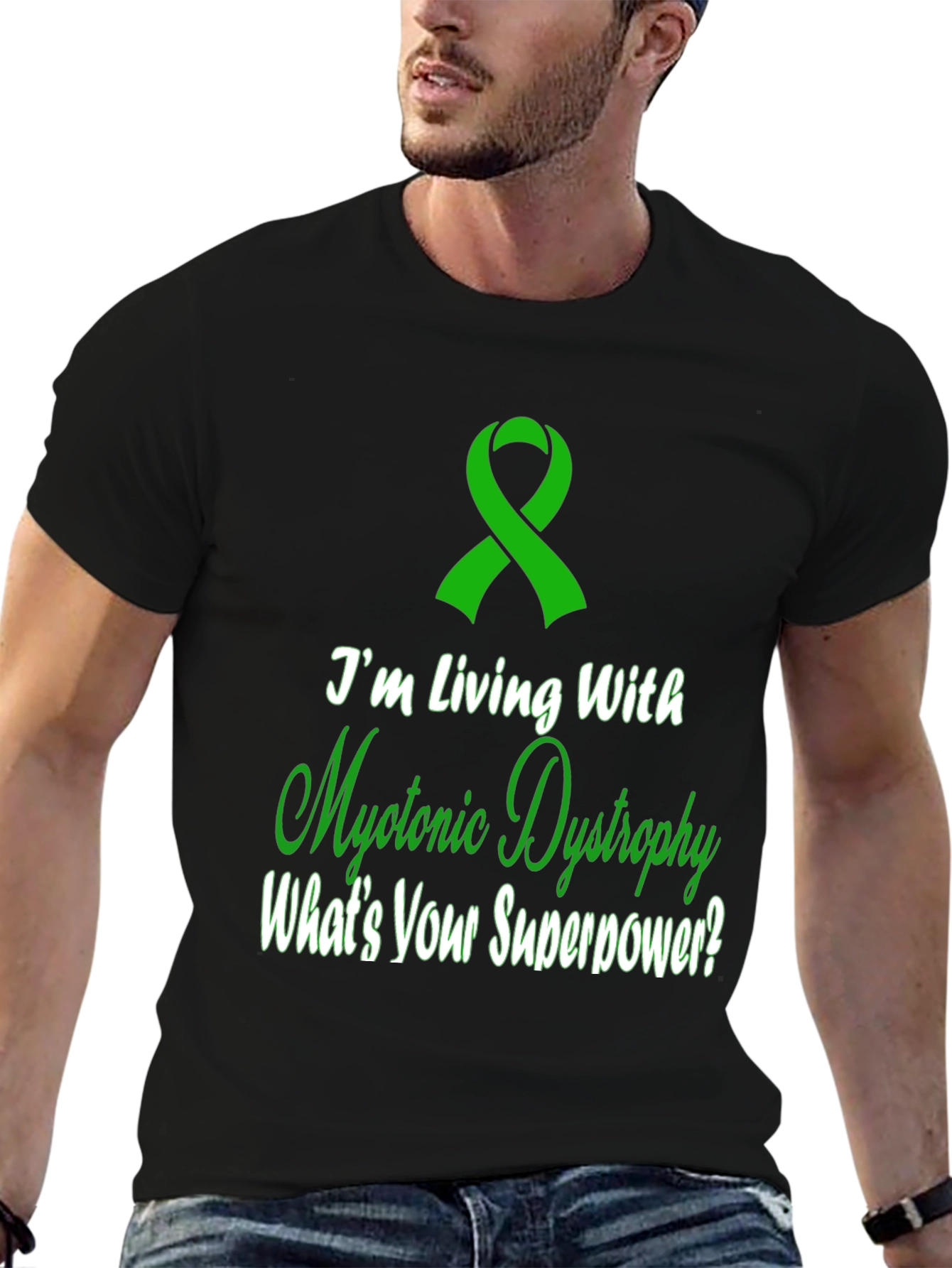 Myotonic Dystrophy Awareness T-Shirt Superpower Ribbon