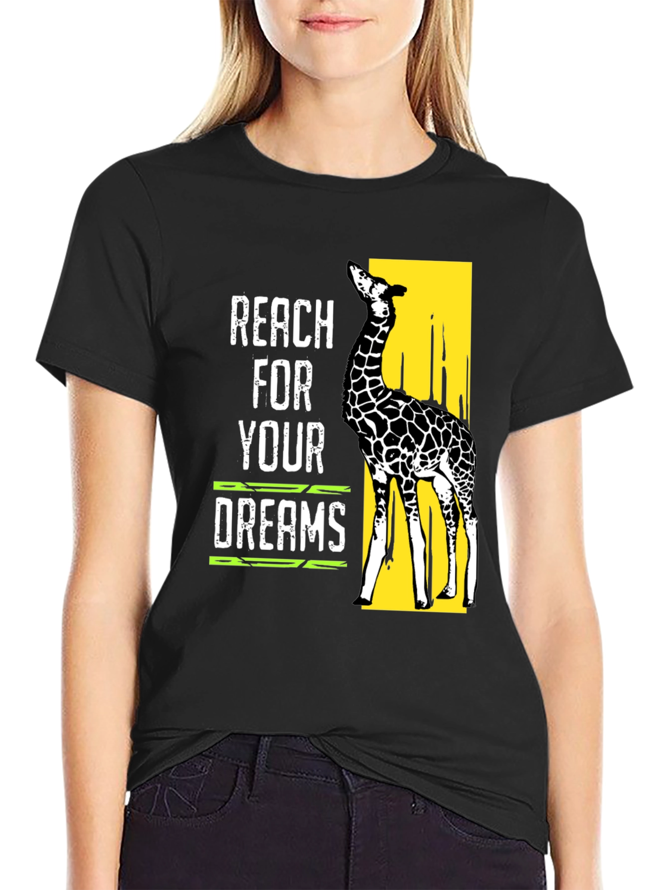 Reach For Your Dreams Giraffe Graphic T-Shirt