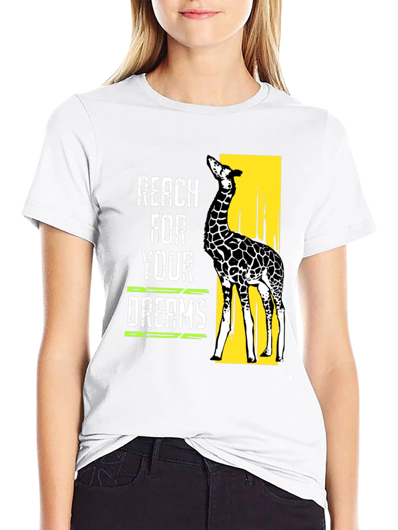 Reach For Your Dreams Giraffe Graphic T-Shirt