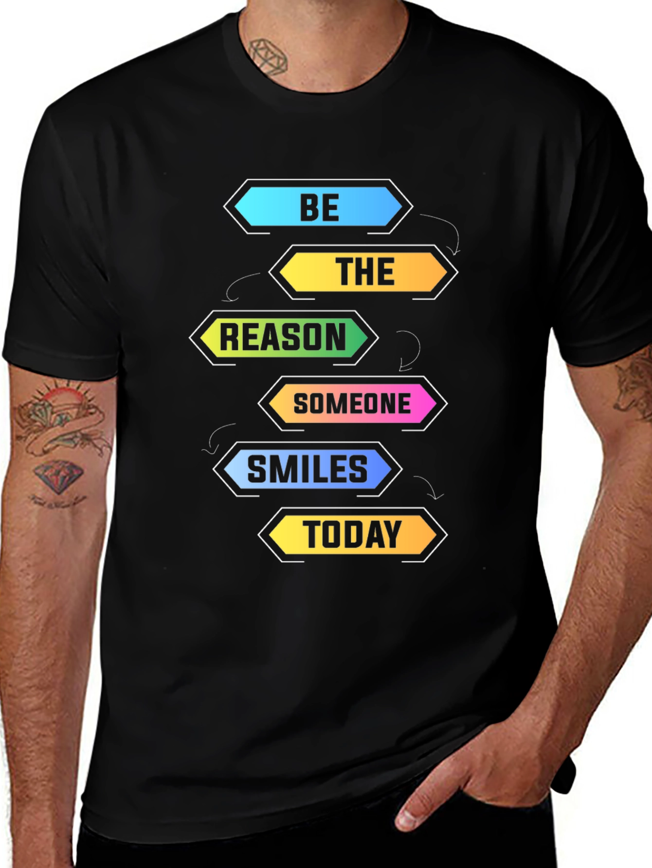 Be The Reason Smiles Today Black Graphic T-Shirt