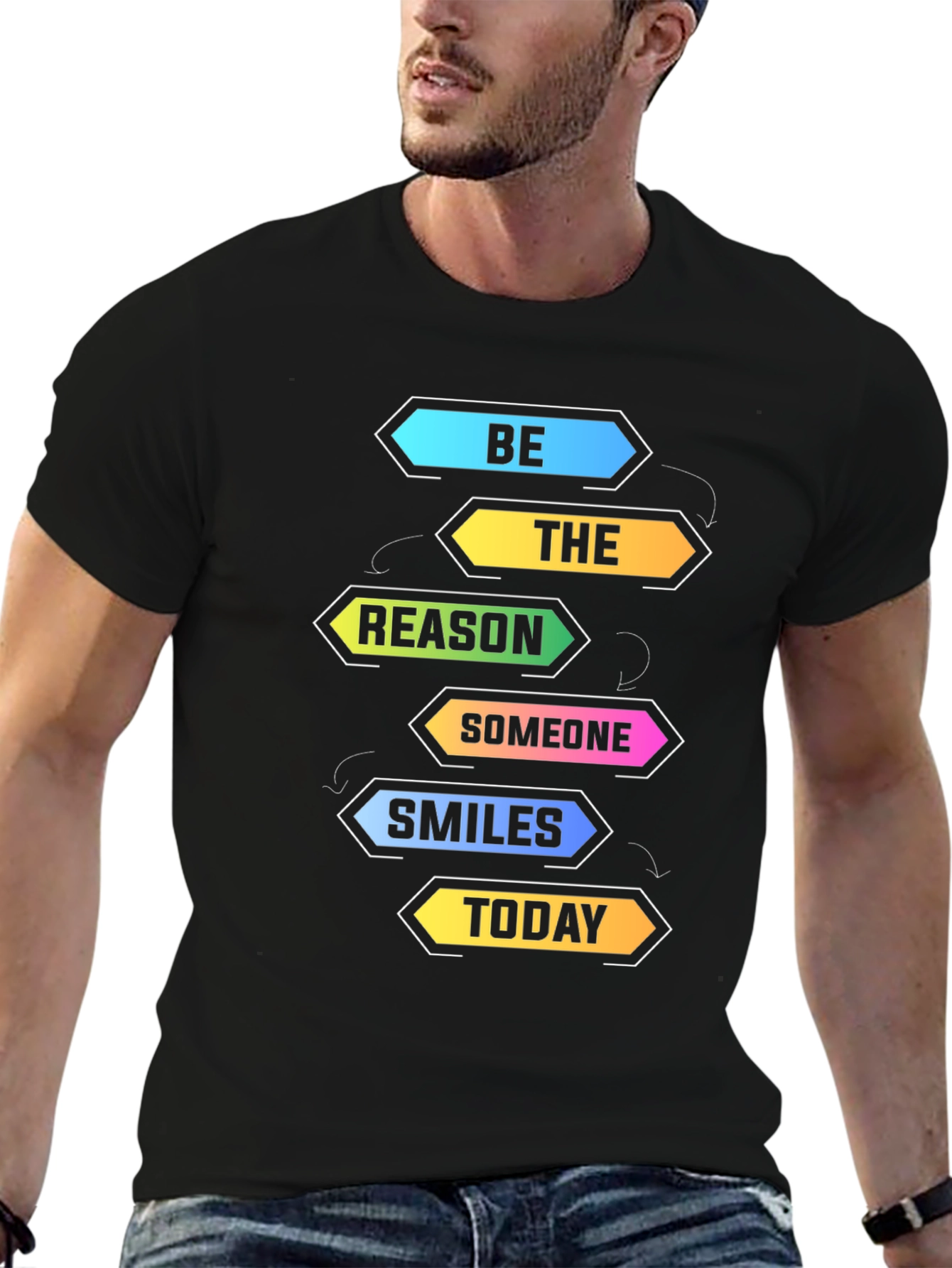 Be The Reason Smiles Today Black Graphic T-Shirt
