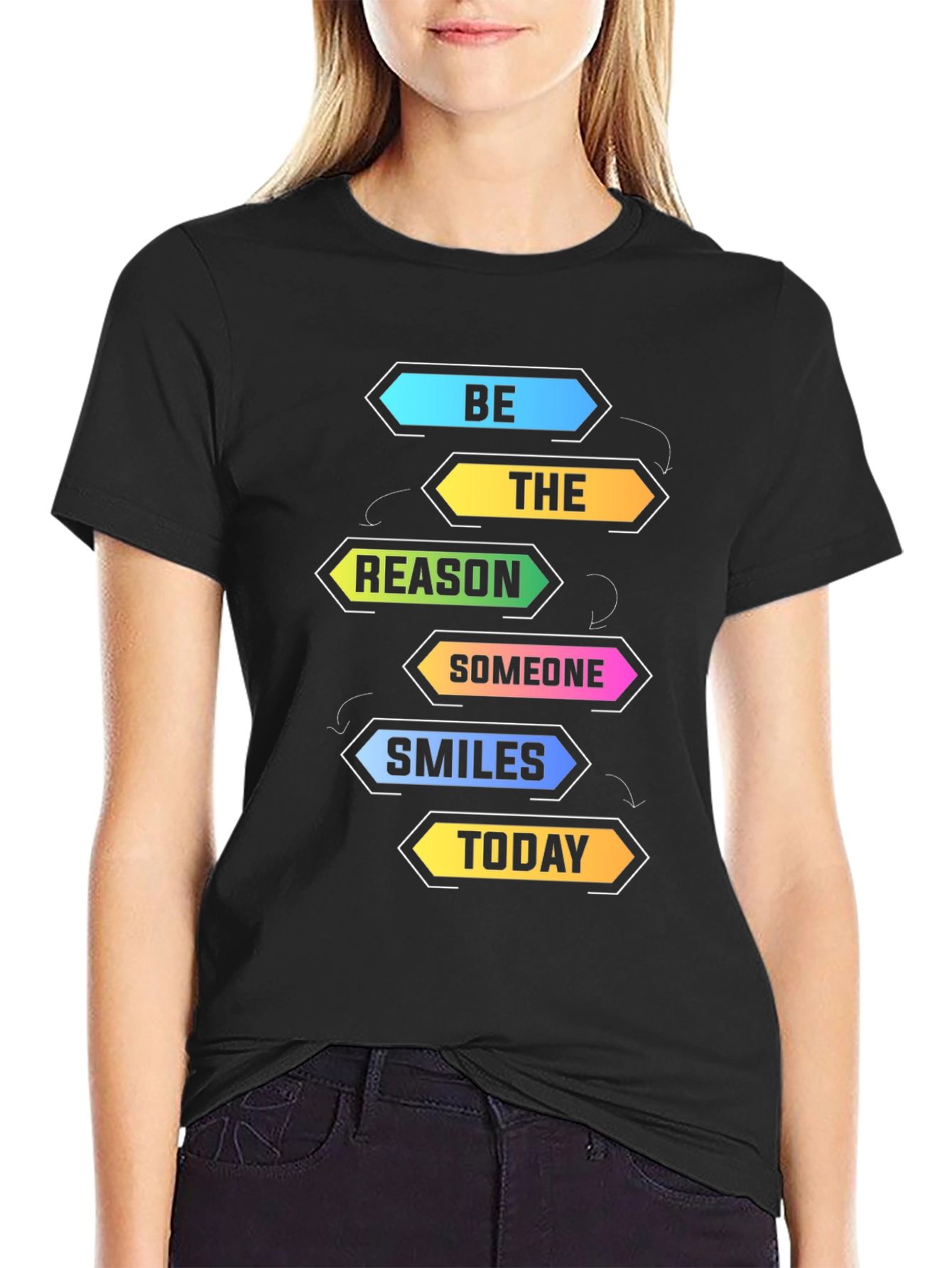 Be The Reason Smiles Today Black Graphic T-Shirt
