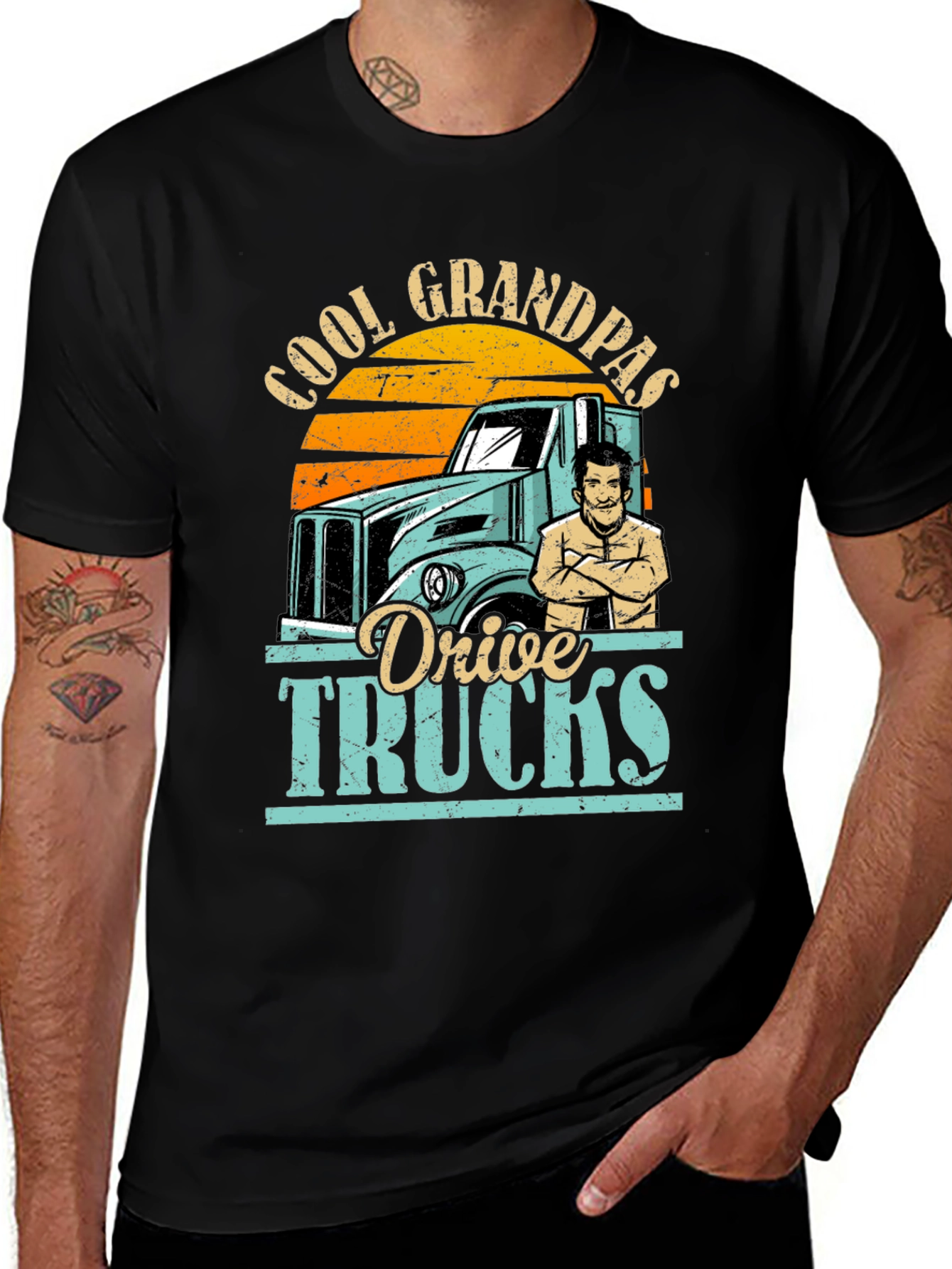 Cool Grandpas Drive Trucks Graphic Tee
