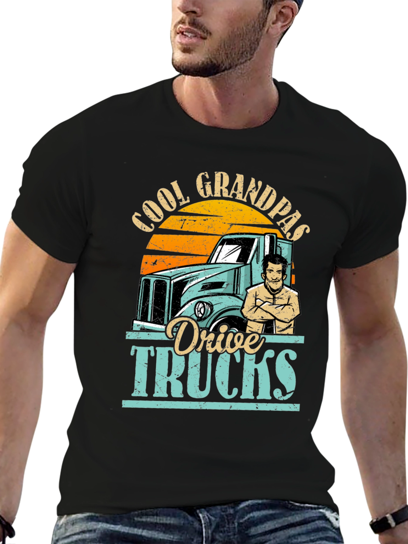 Cool Grandpas Drive Trucks Graphic Tee