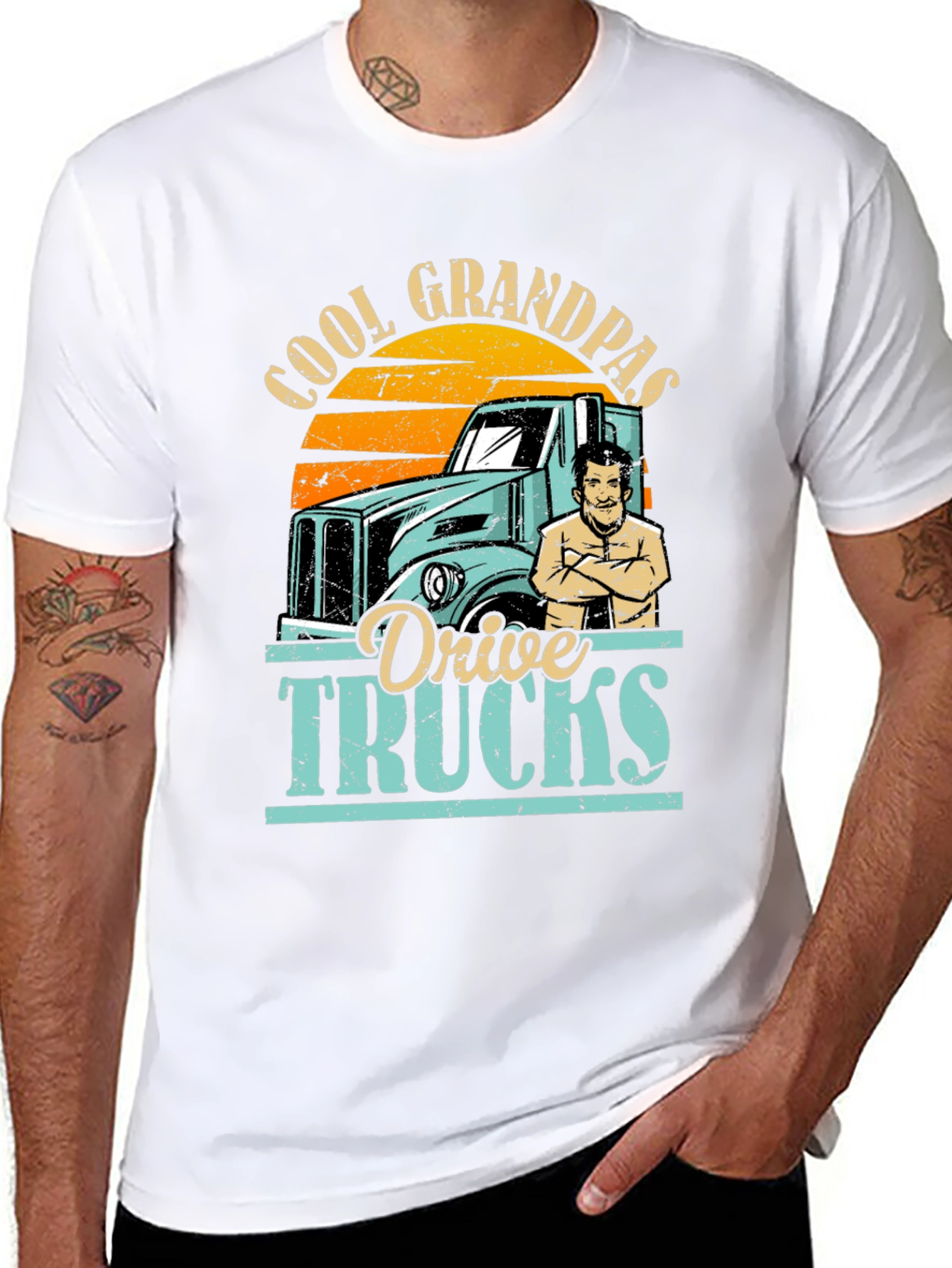 Cool Grandpas Drive Trucks Graphic Tee