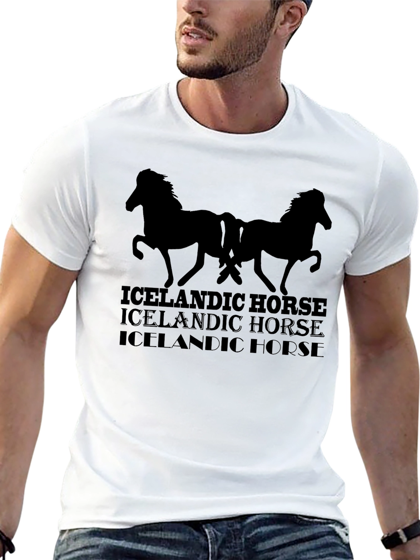 Icelandic Horse Graphic Tee - Mens Black T-Shirt
