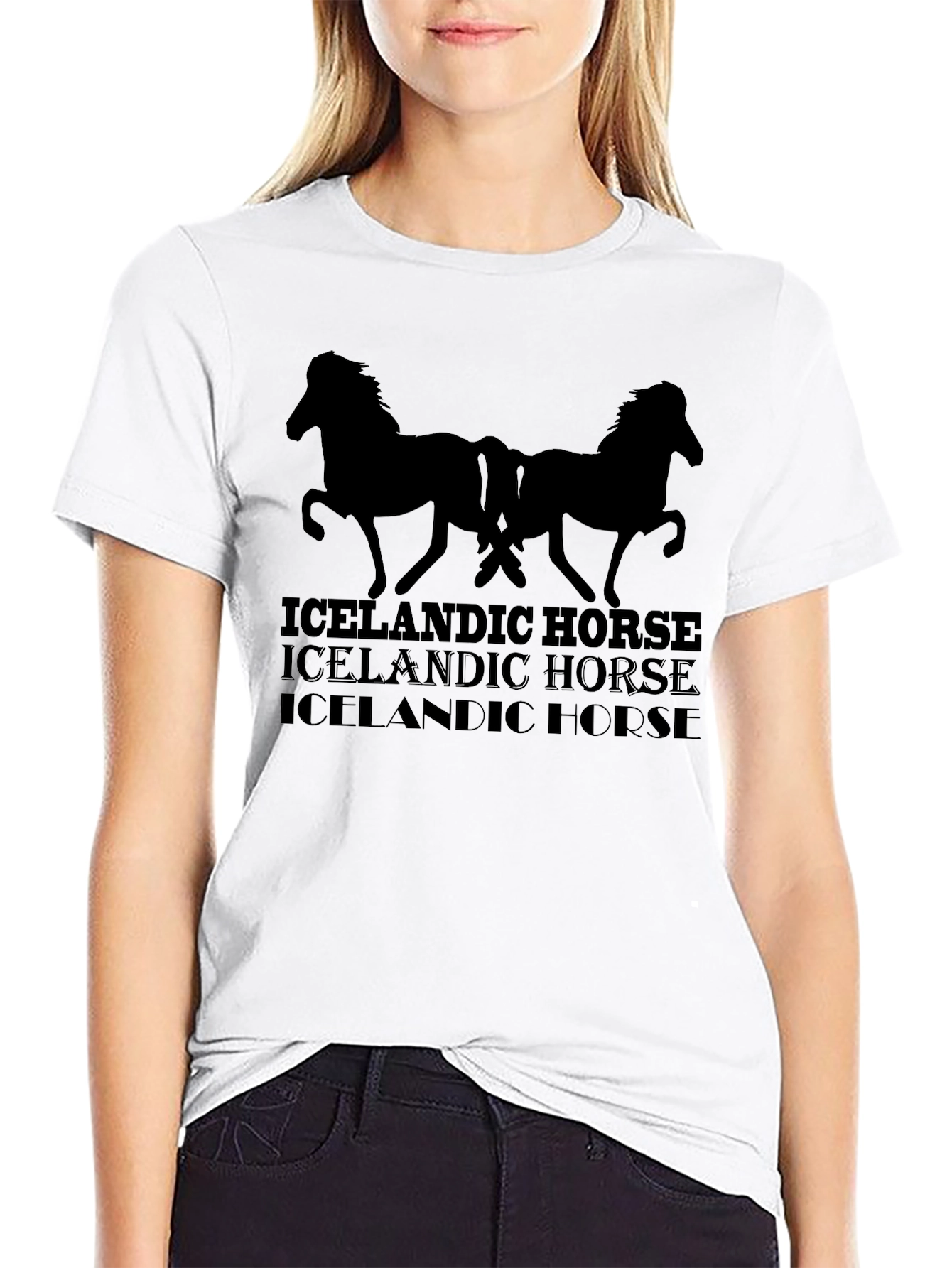 Icelandic Horse Graphic Tee - Mens Black T-Shirt