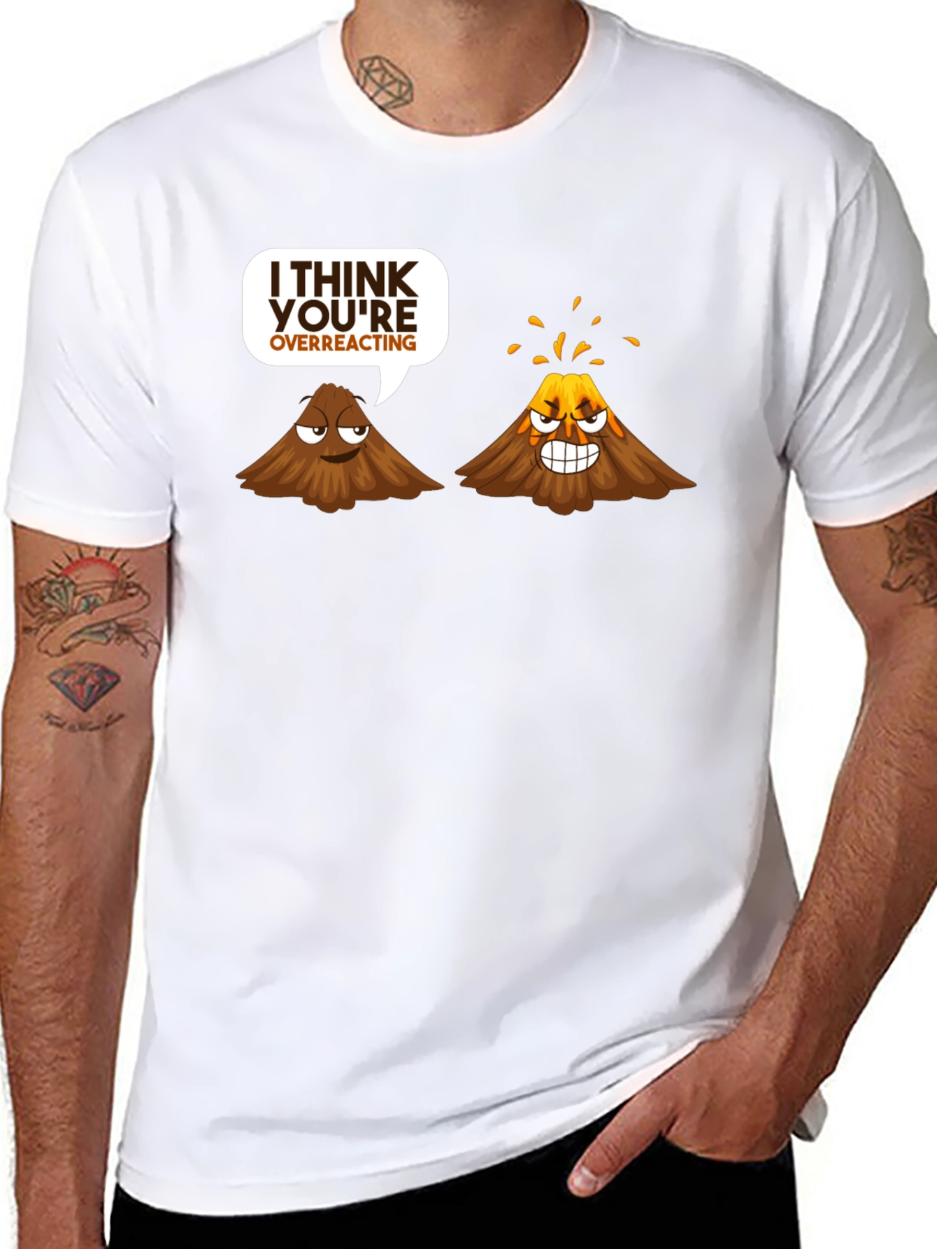 Volcano Overreacting Funny Black T-Shirt