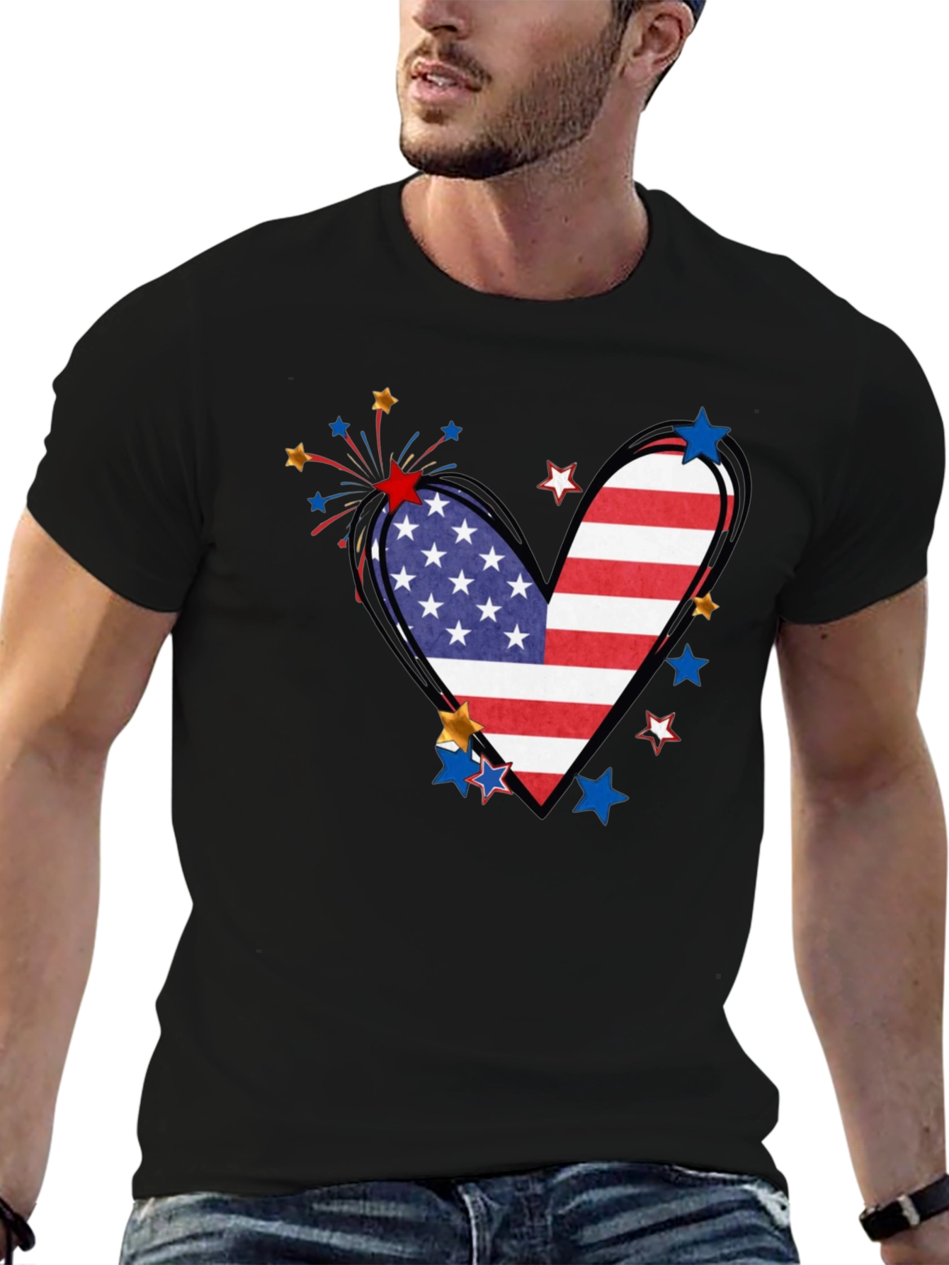 Patriotic Heart Flag Graphic Tee