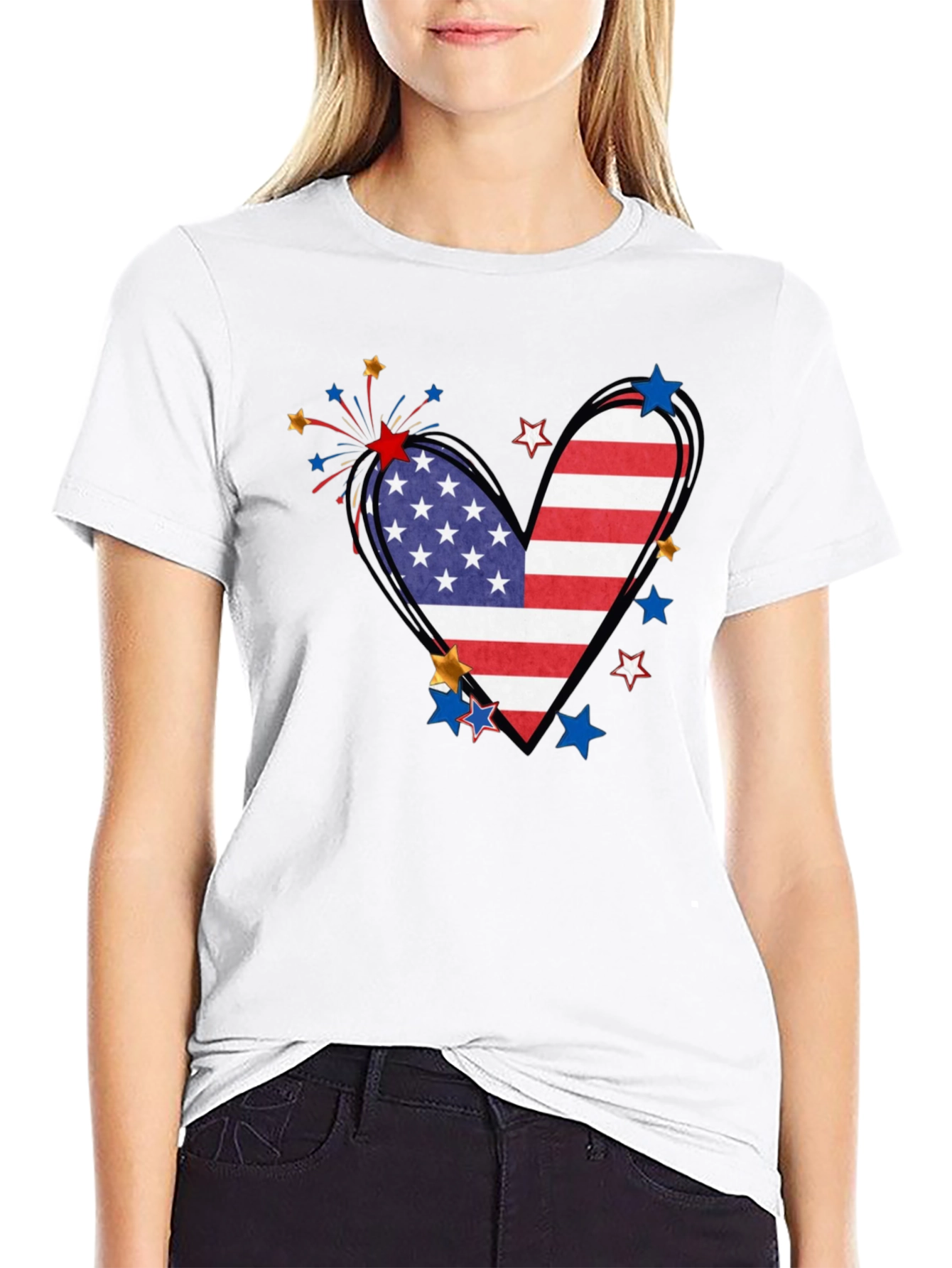 Patriotic Heart Flag Graphic Tee