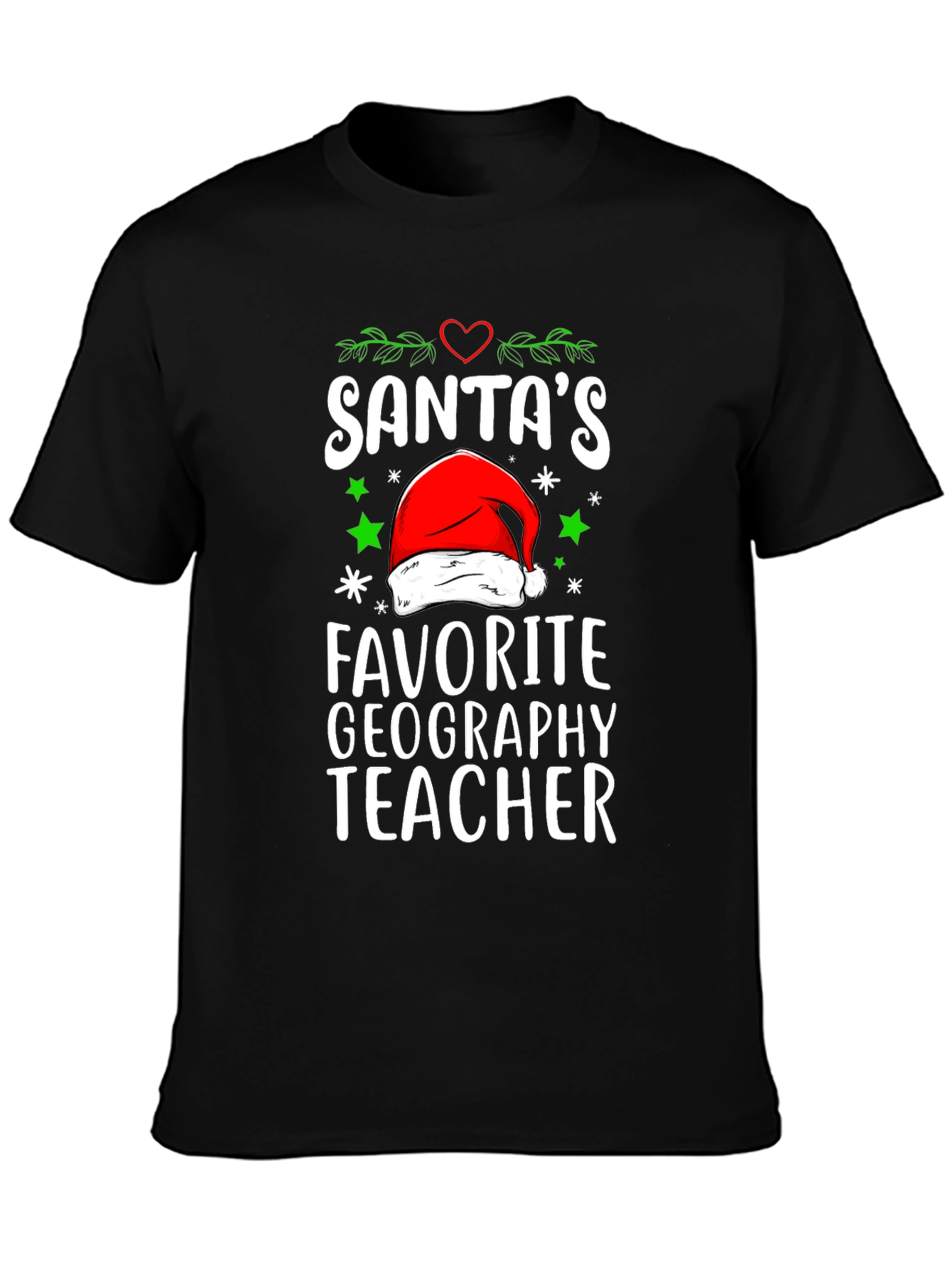 Santas Favorite Geography Teacher Graphic T-Shirt