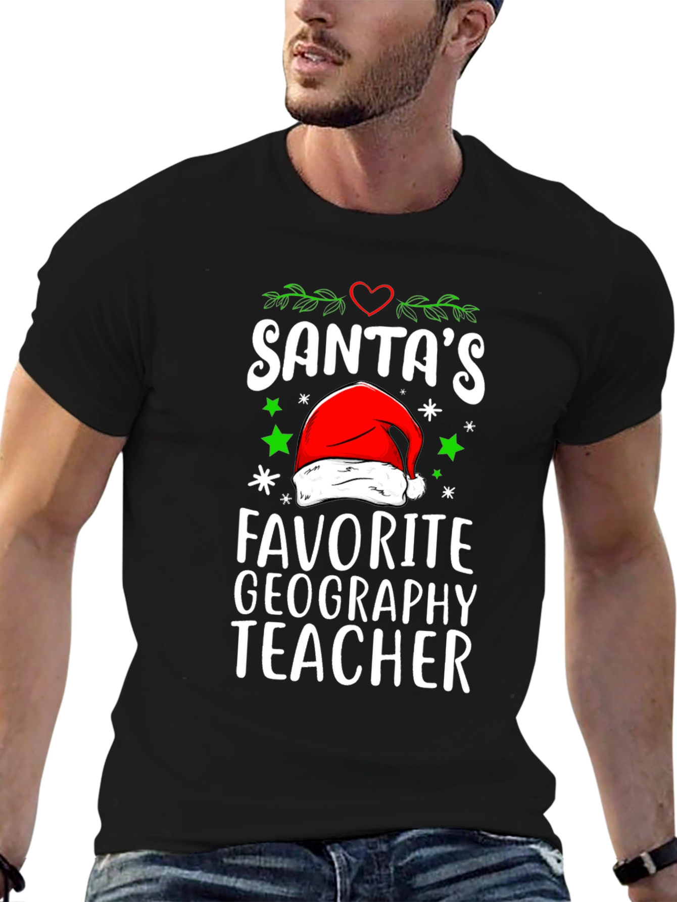 Santas Favorite Geography Teacher Graphic T-Shirt