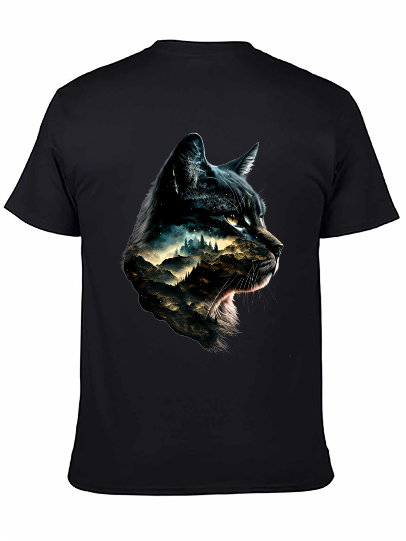 Black Cat Mountain Scene Graphic Tee