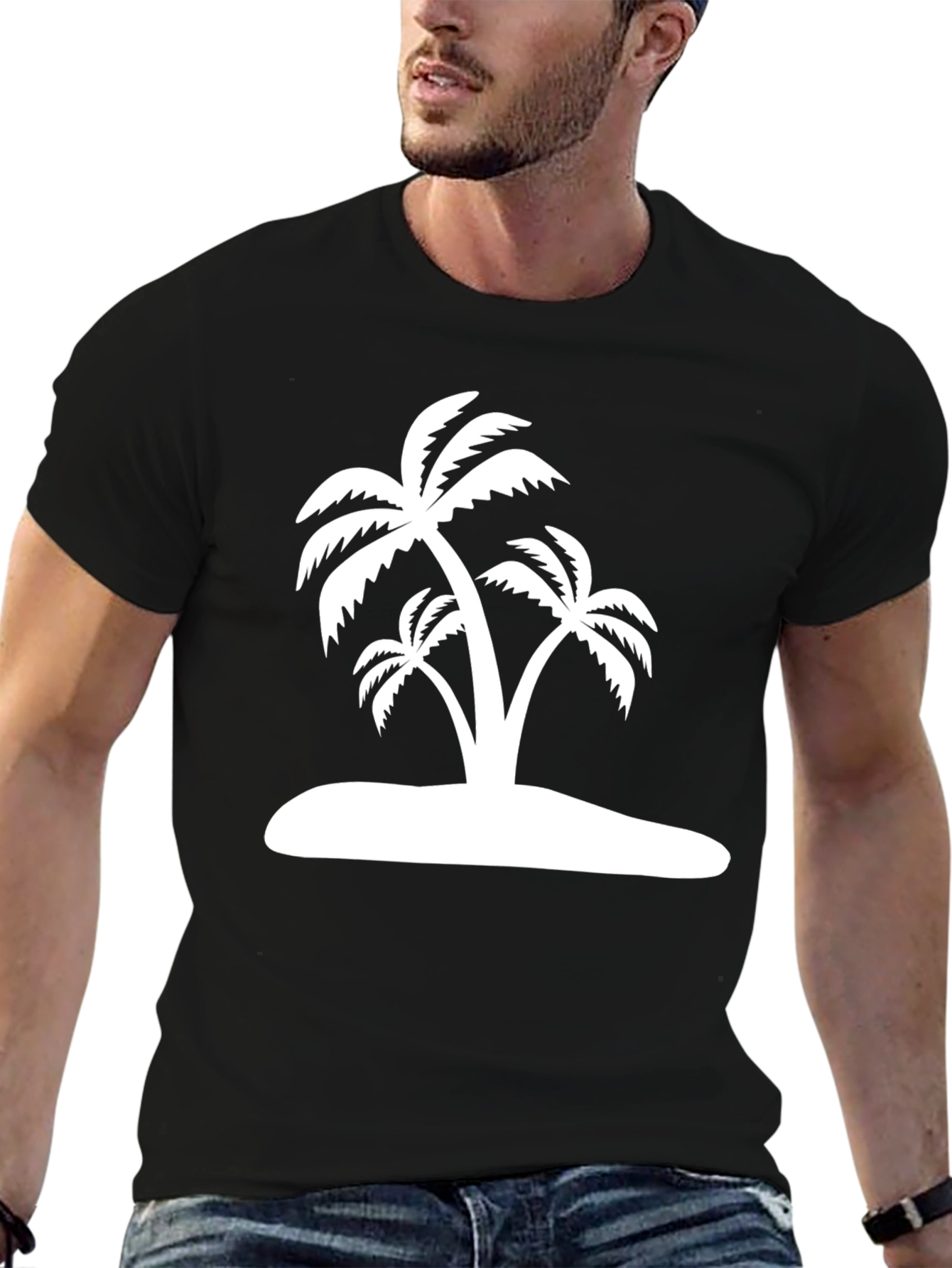 Island Palm Tree Graphic Tee - Black