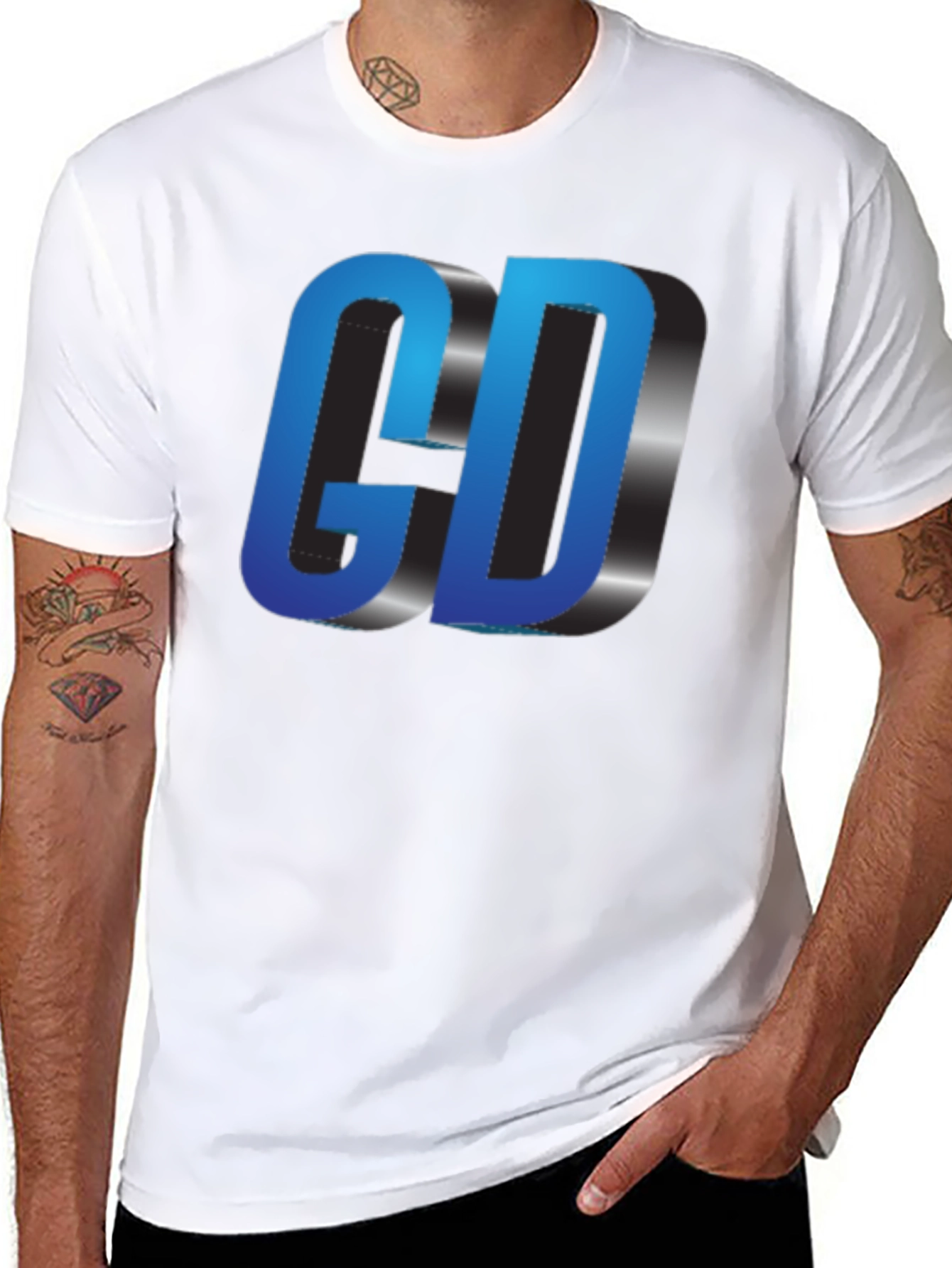 Blue 3D GD Graphic T-Shirt