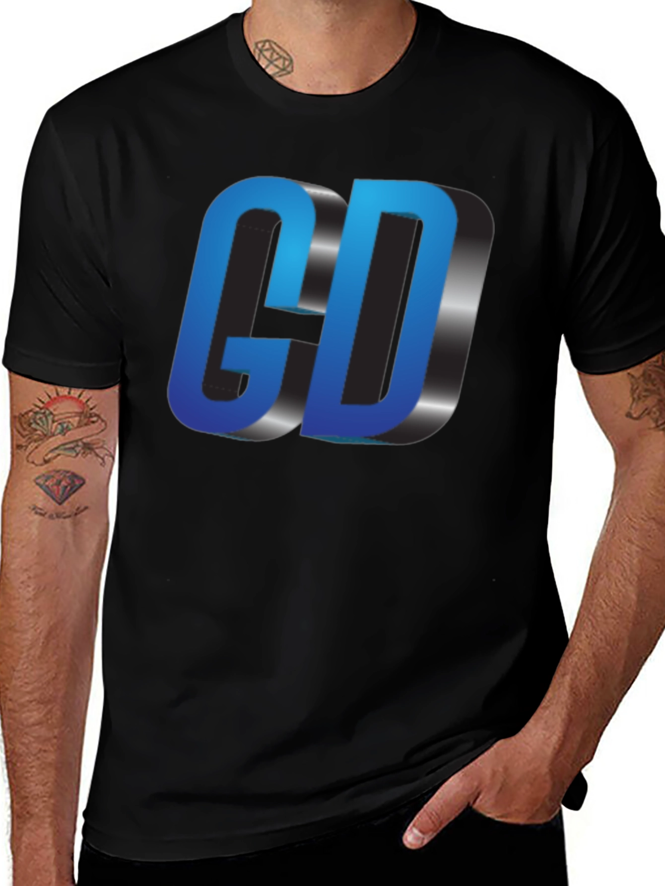 Blue 3D GD Graphic T-Shirt