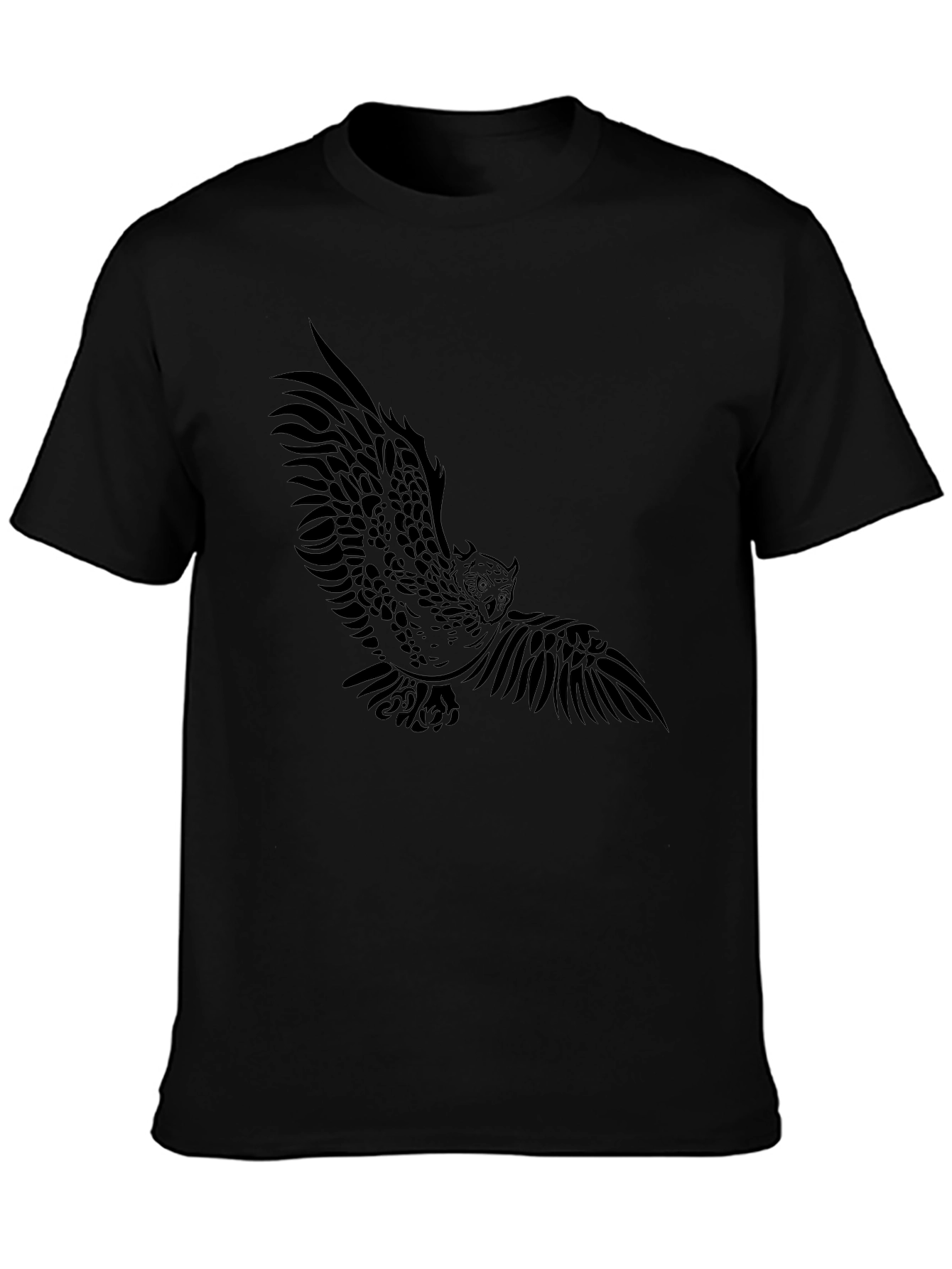 Tribal Owl Graphic Black T-Shirt