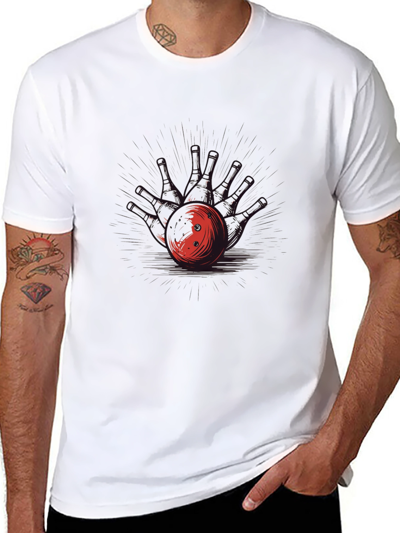 Unique Graphic Tee - Bowling Ball Design