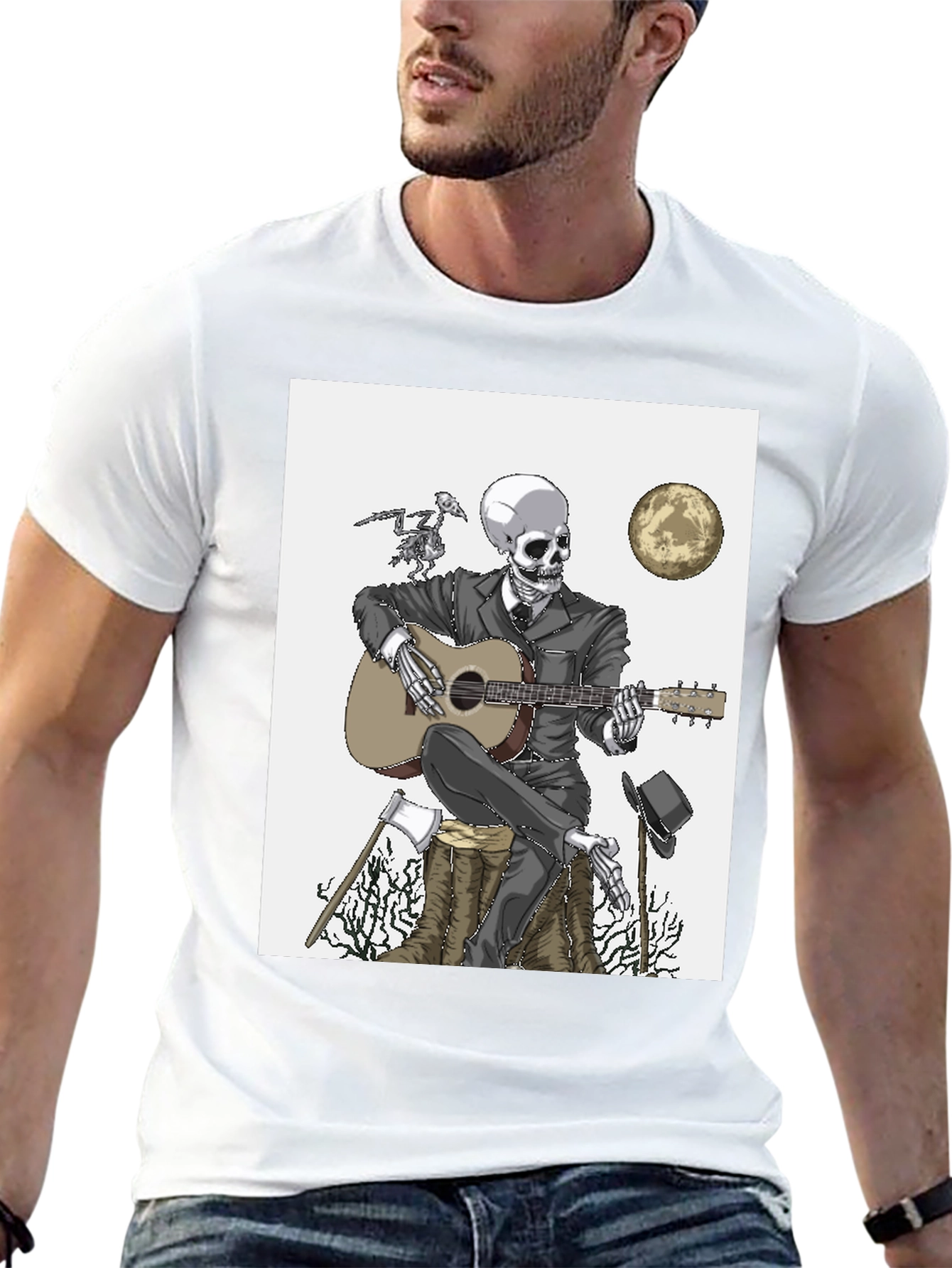 Skeleton Guitarist T-Shirt - Death Blues Style
