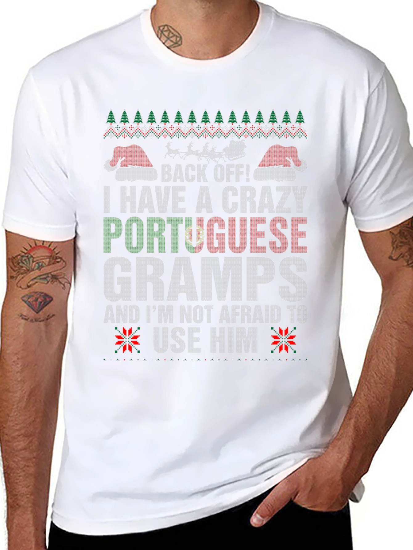 Crazy Portuguese Gramps Christmas Sweater T-Shirt