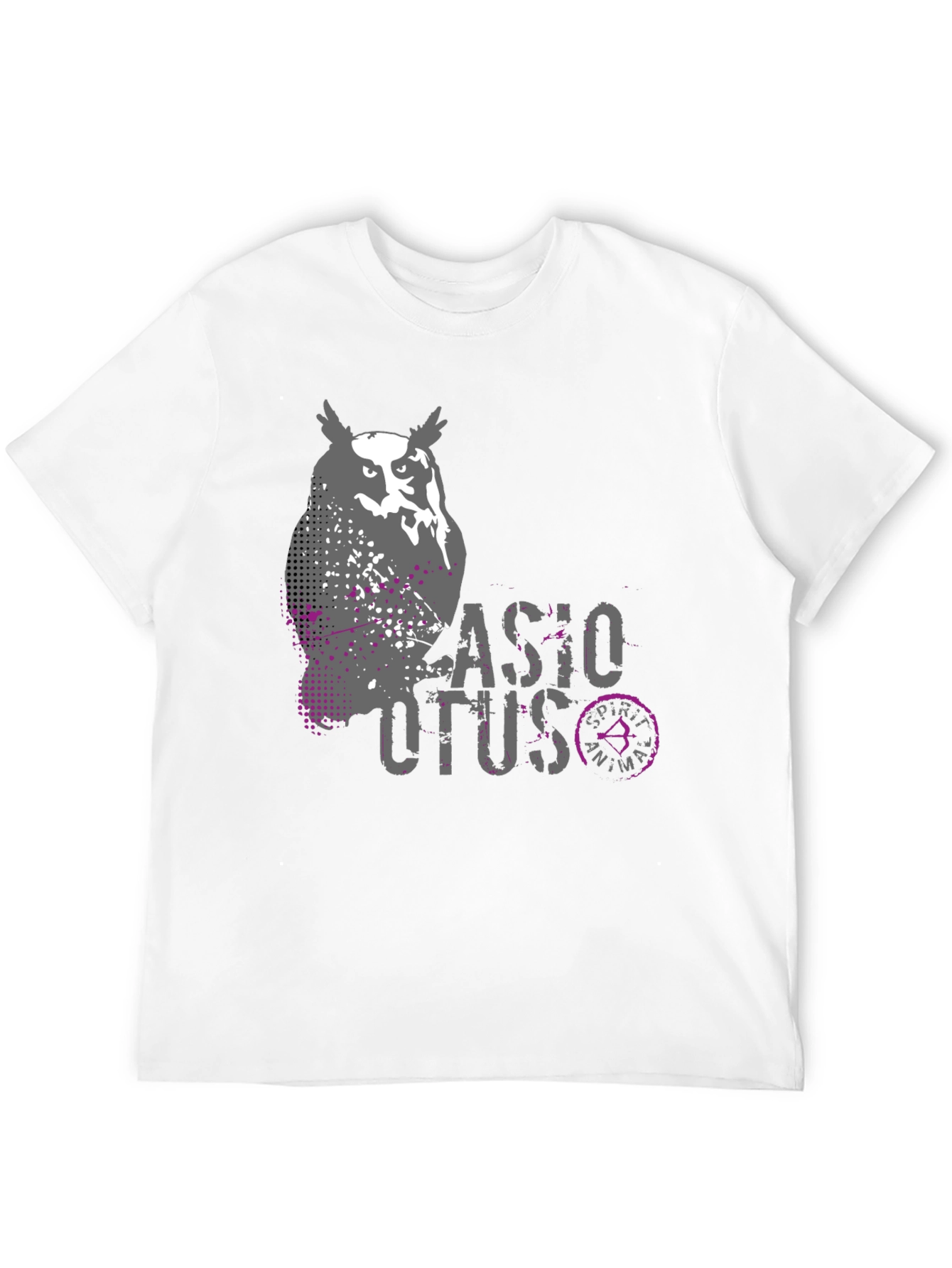 Owl Spirit Animal Graphic Print Mens Black T-Shirt