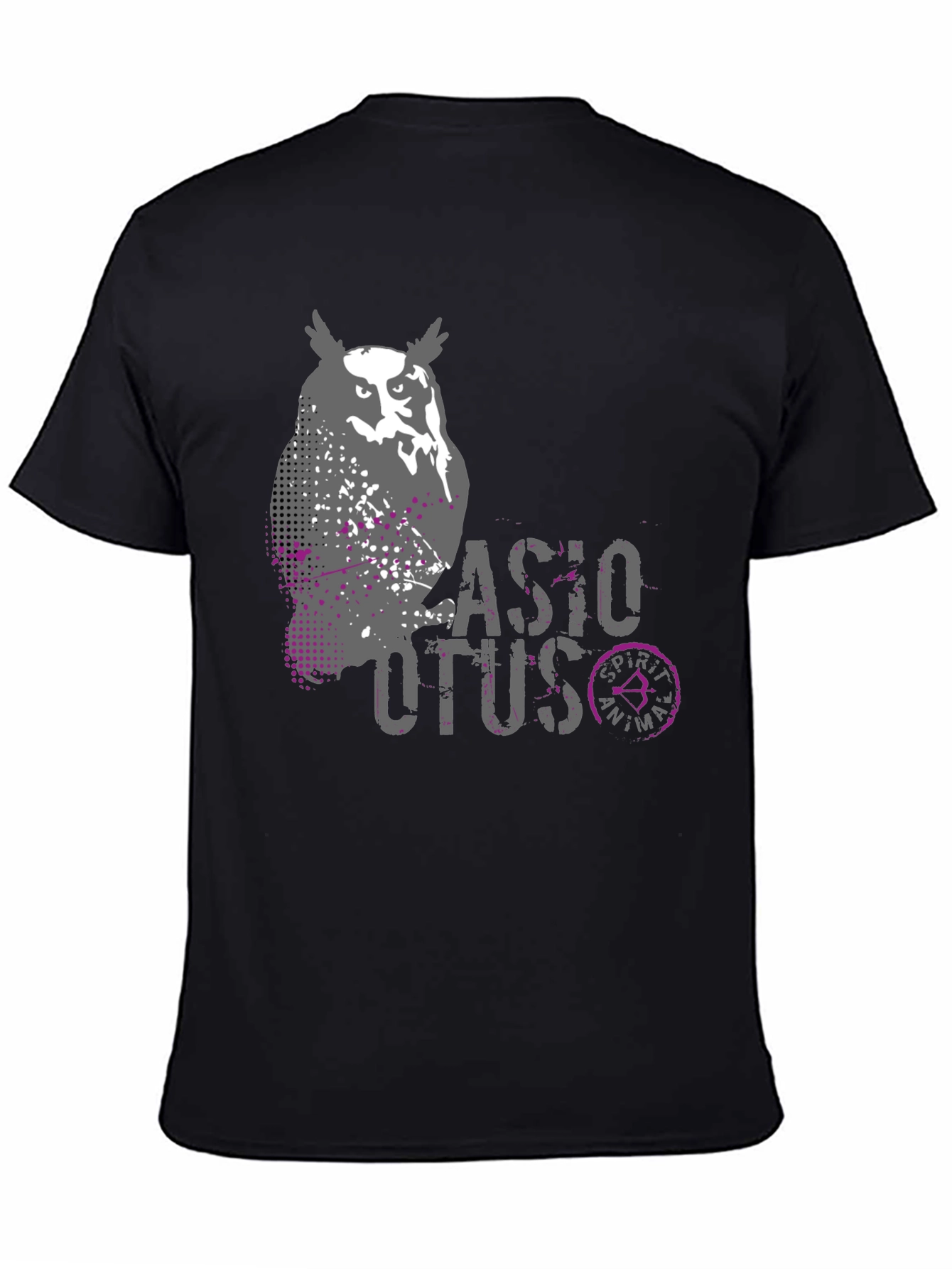 Owl Spirit Animal Graphic Print Mens Black T-Shirt