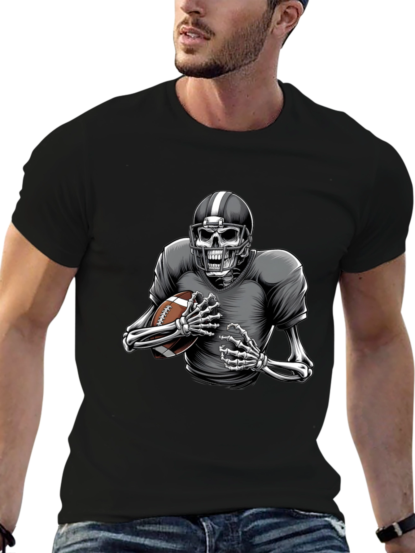 Skeleton Football Player Graphic Tee