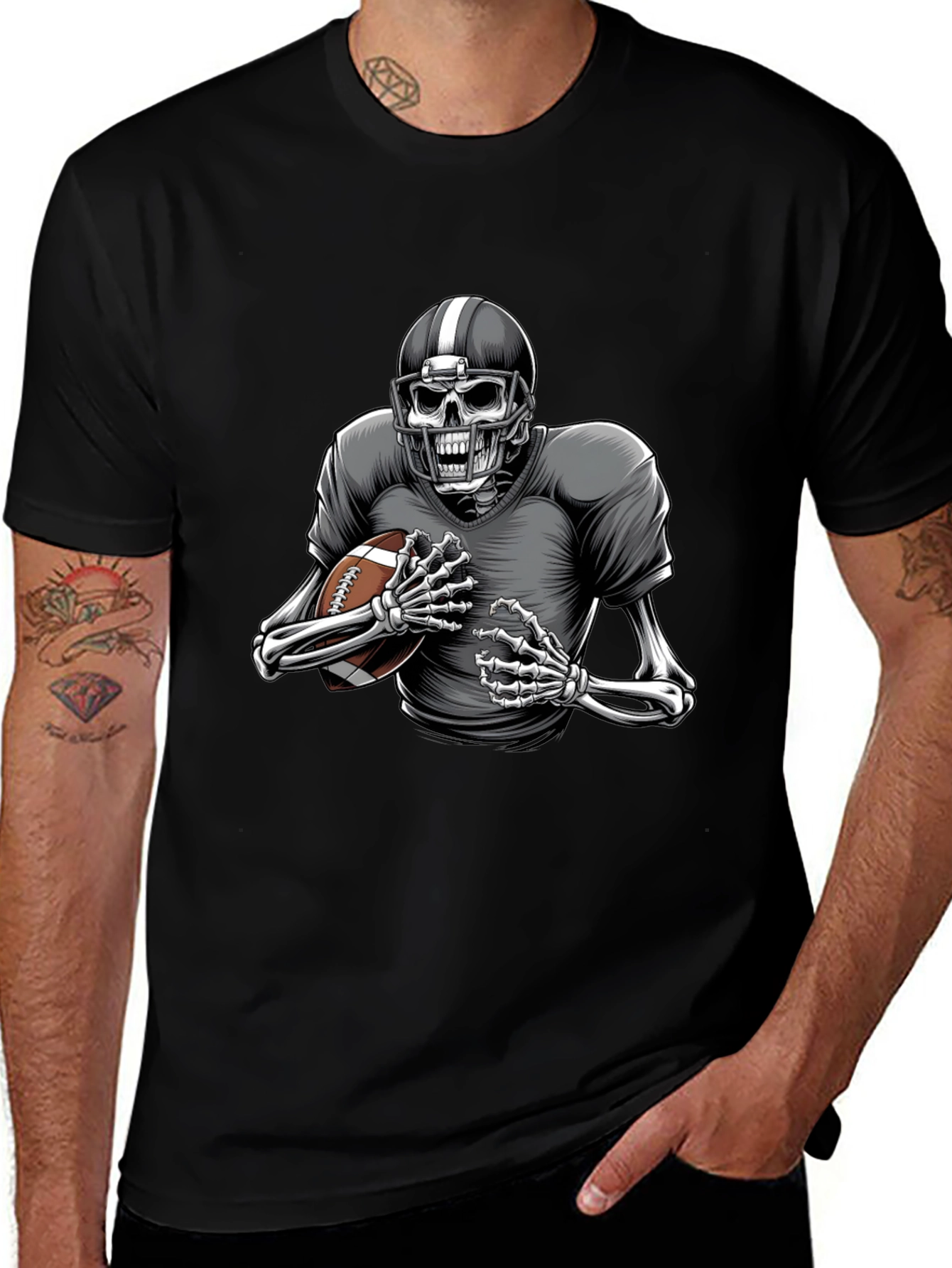 Skeleton Football Player Graphic Tee