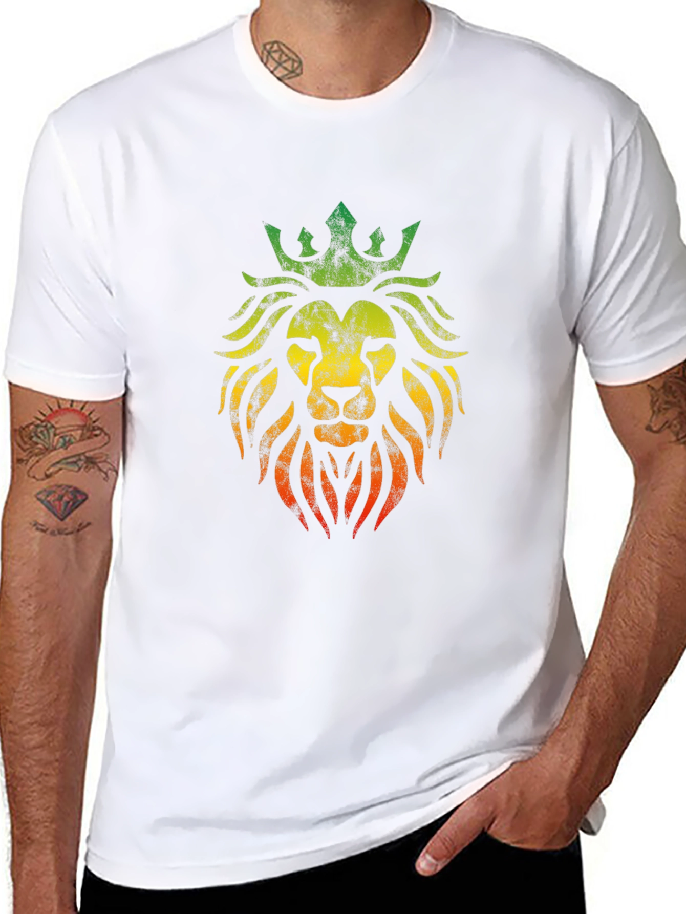 Rasta Lion King Mens Black T-Shirt
