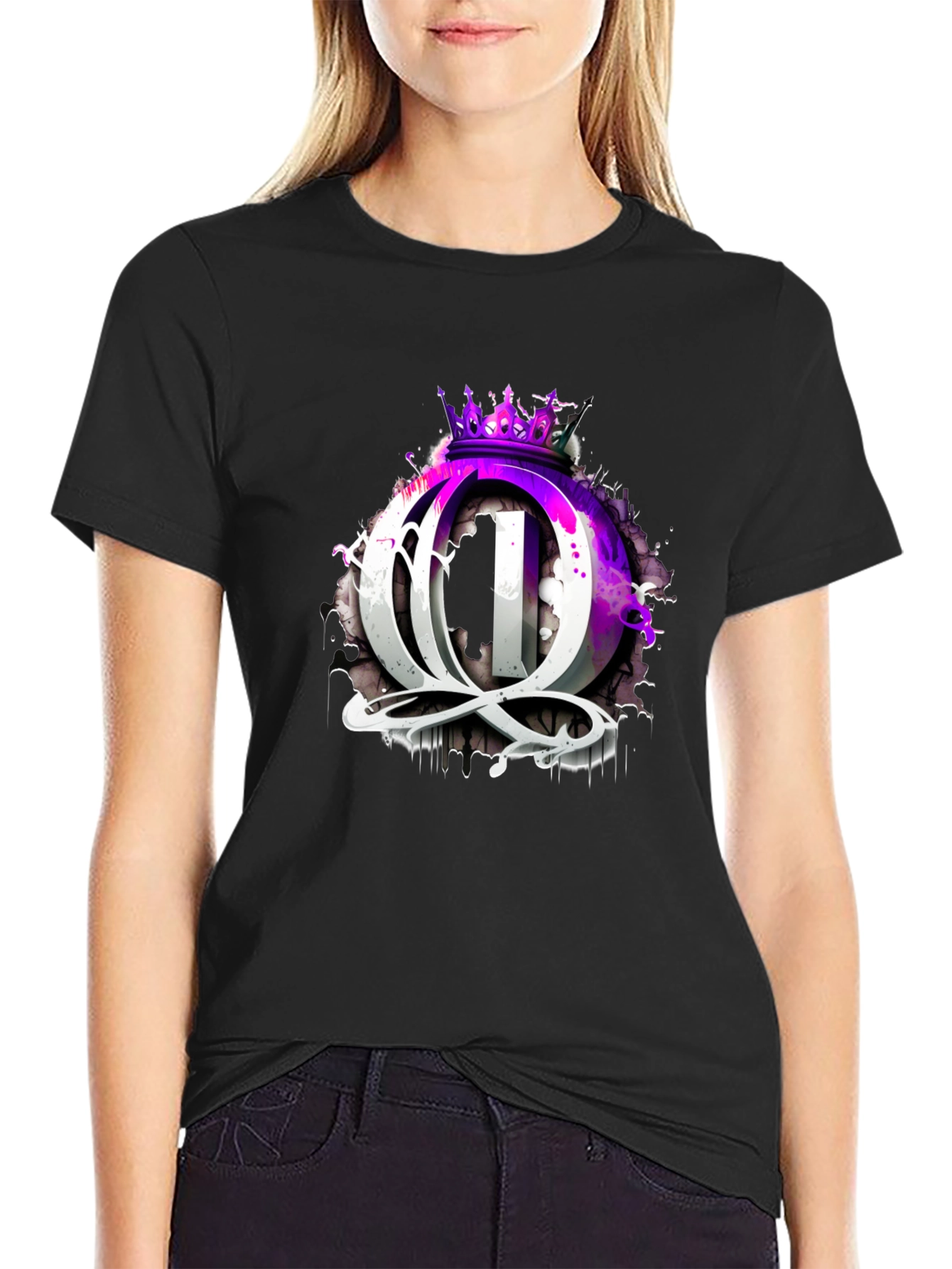 Queen Crown Graphic Black T-Shirt