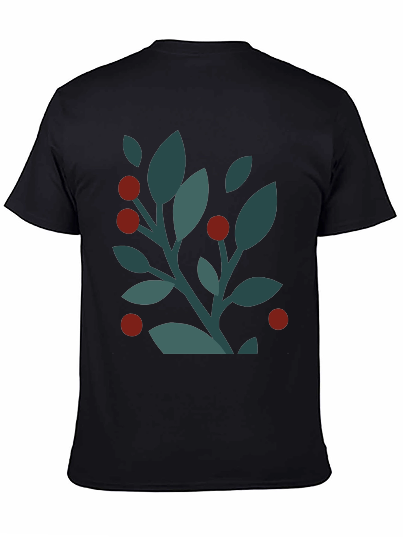 Modern Botanical Print Black T-Shirt