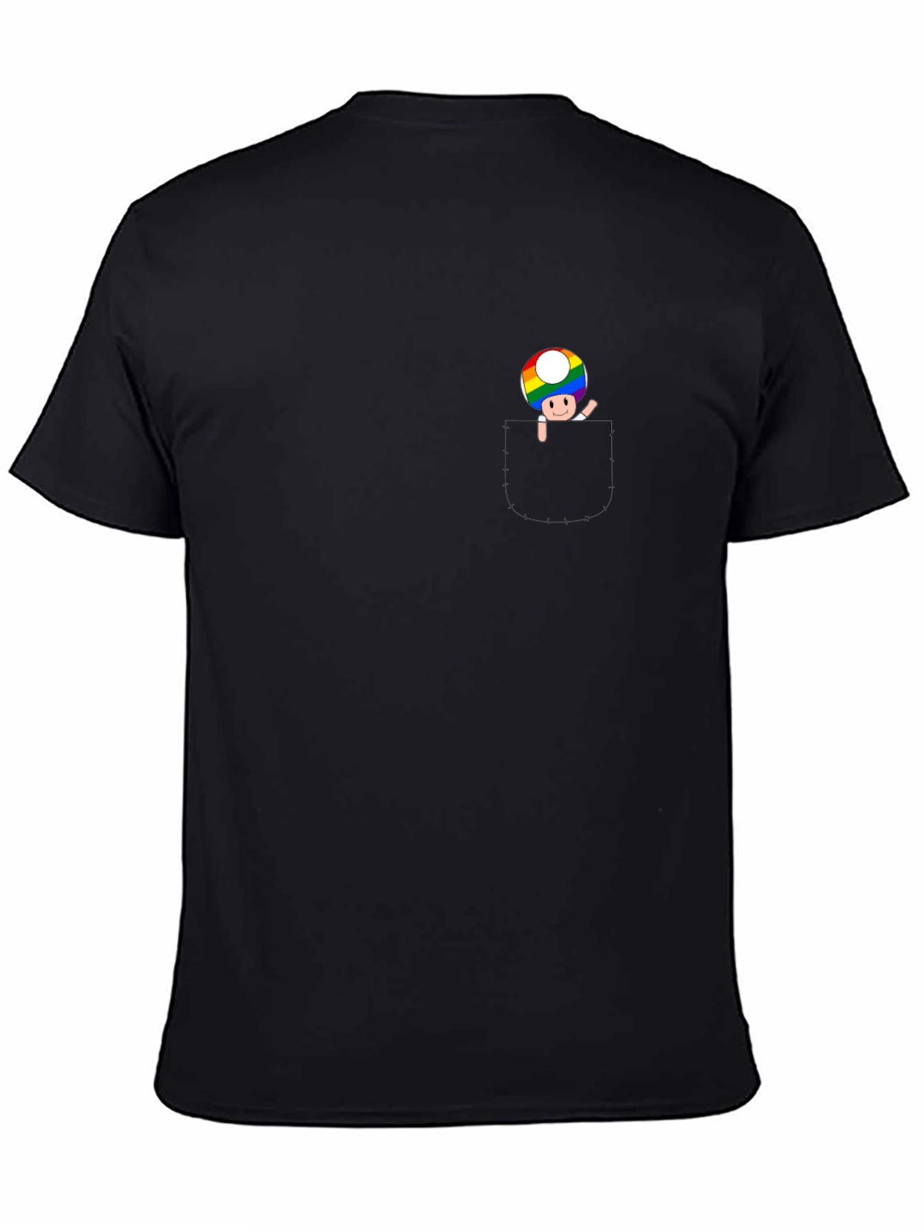 Rainbow Mushroom Graphic Tee - Black Cotton Blend