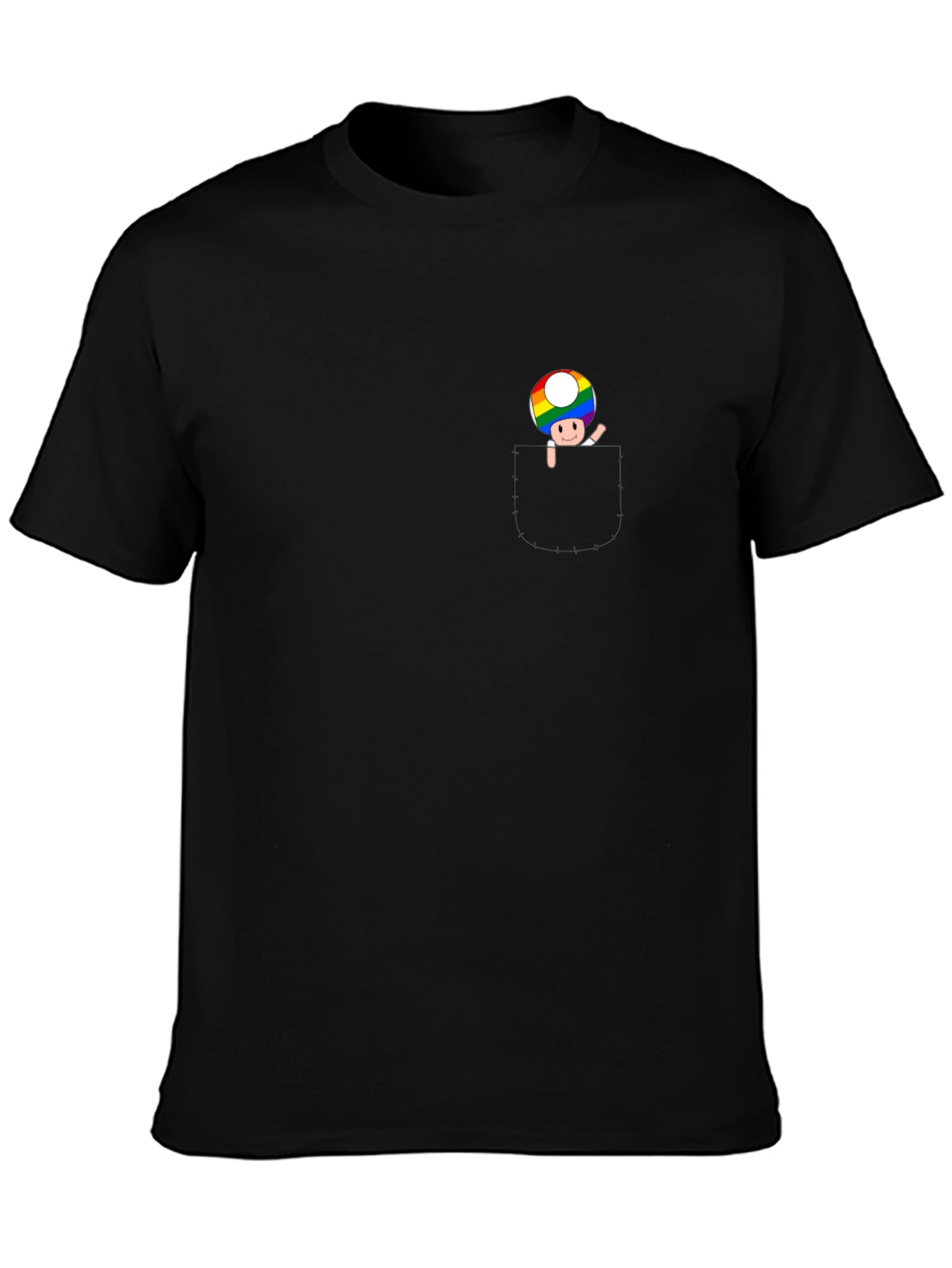 Rainbow Mushroom Graphic Tee - Black Cotton Blend