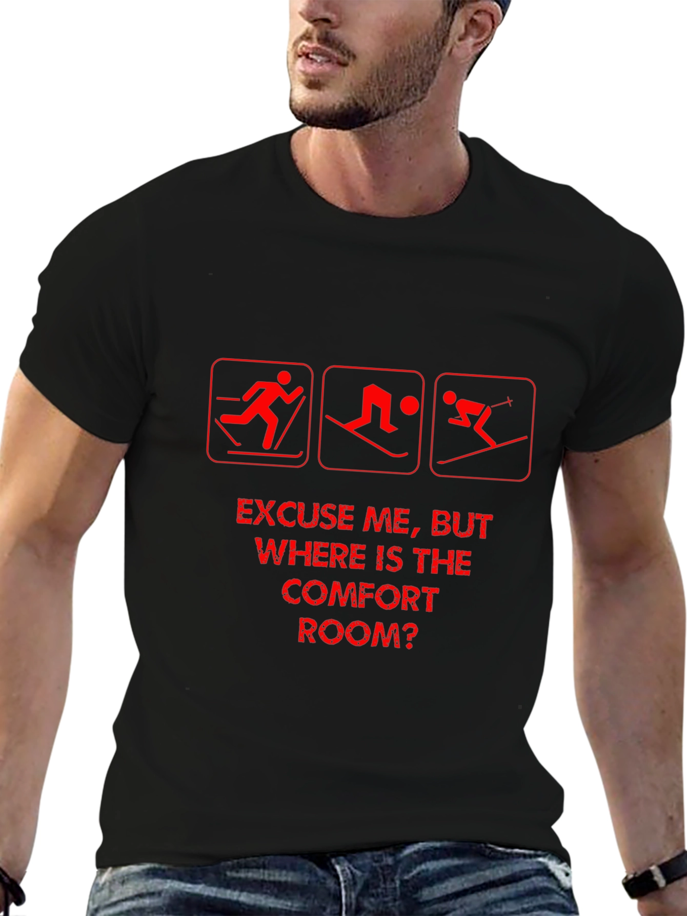Funny Skiing T-Shirt - Comfort Room Humor