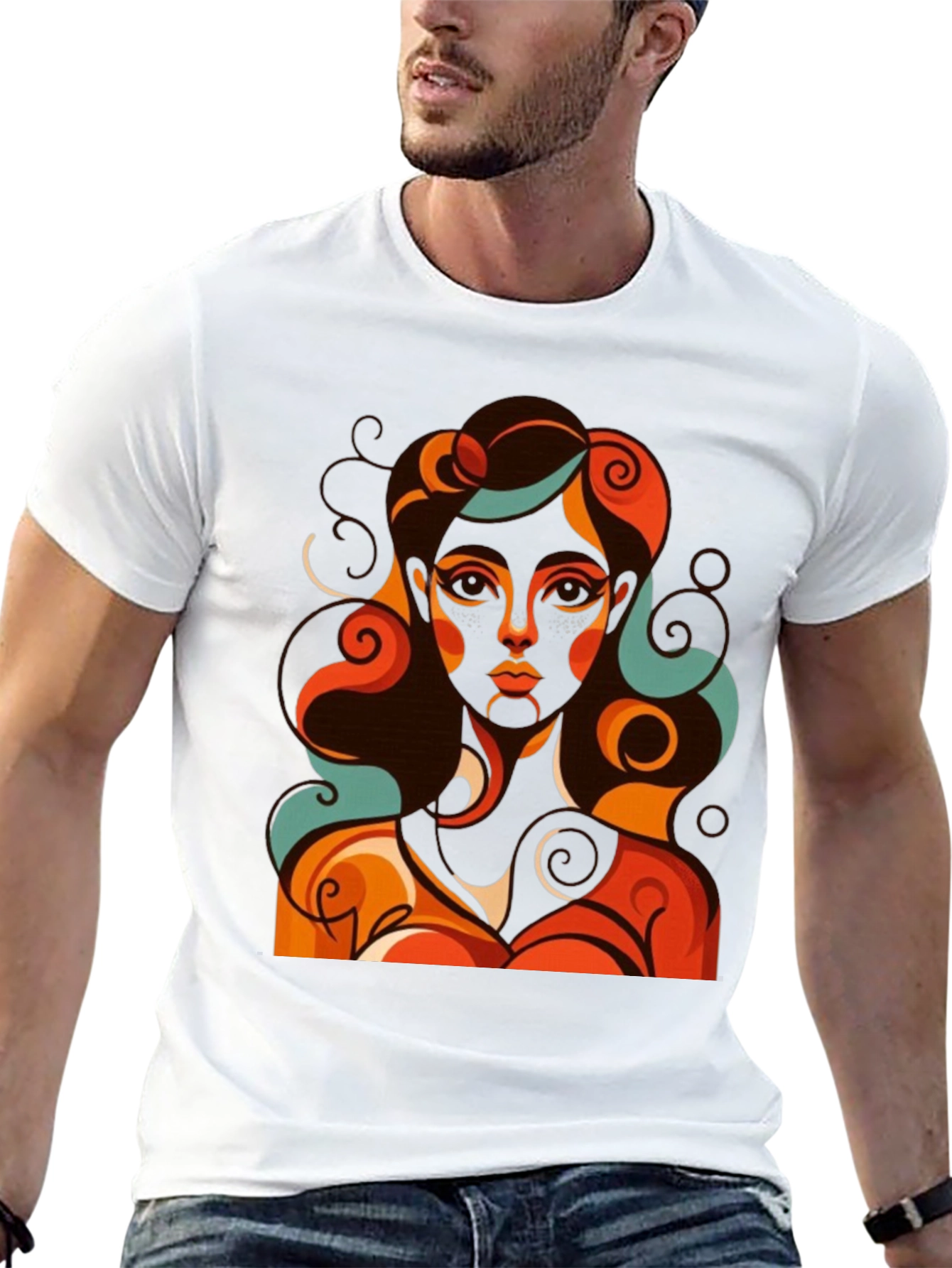 Retro Woman Graphic T-Shirt - Abstract Art Tee