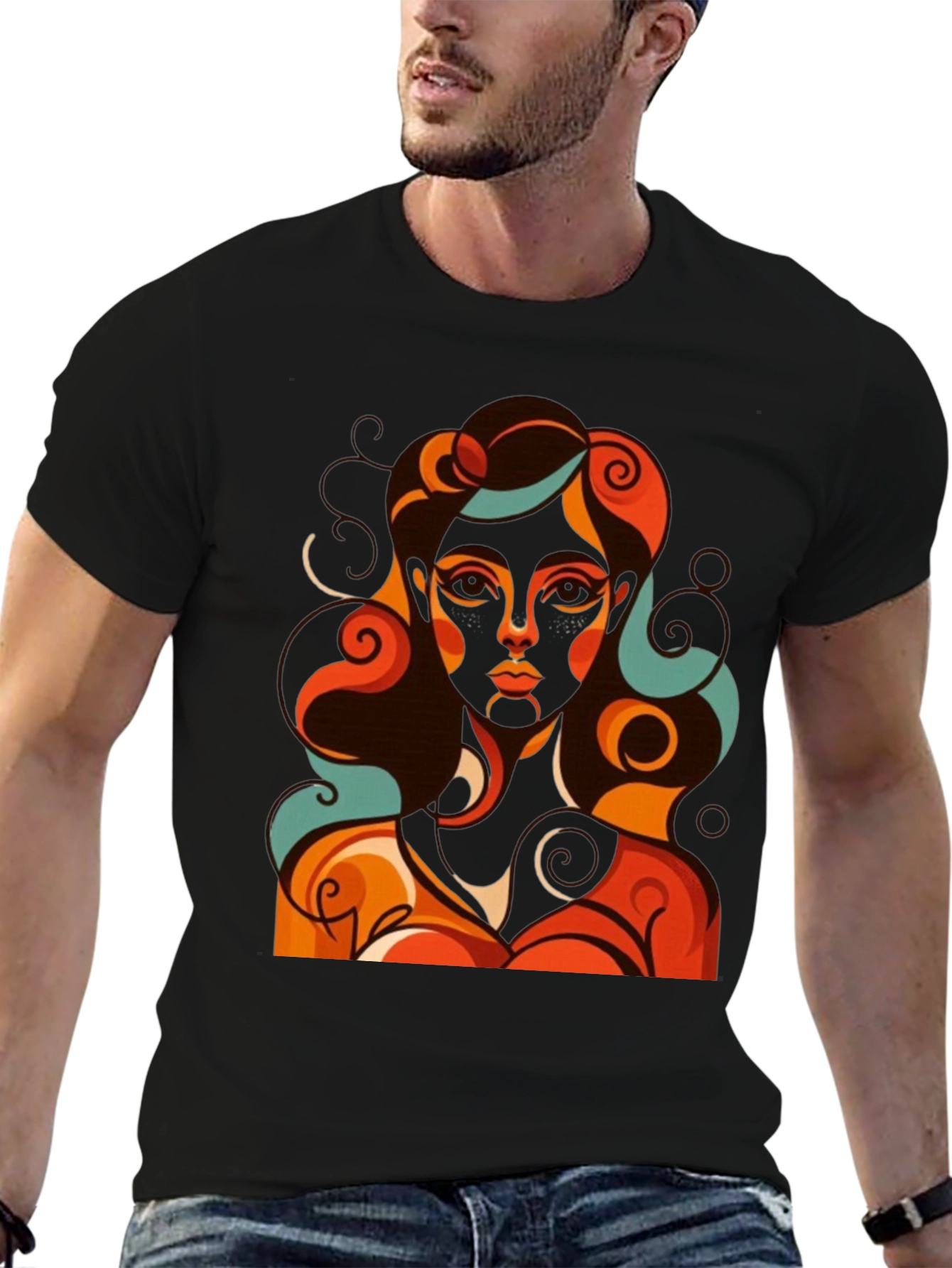 Retro Woman Graphic T-Shirt - Abstract Art Tee