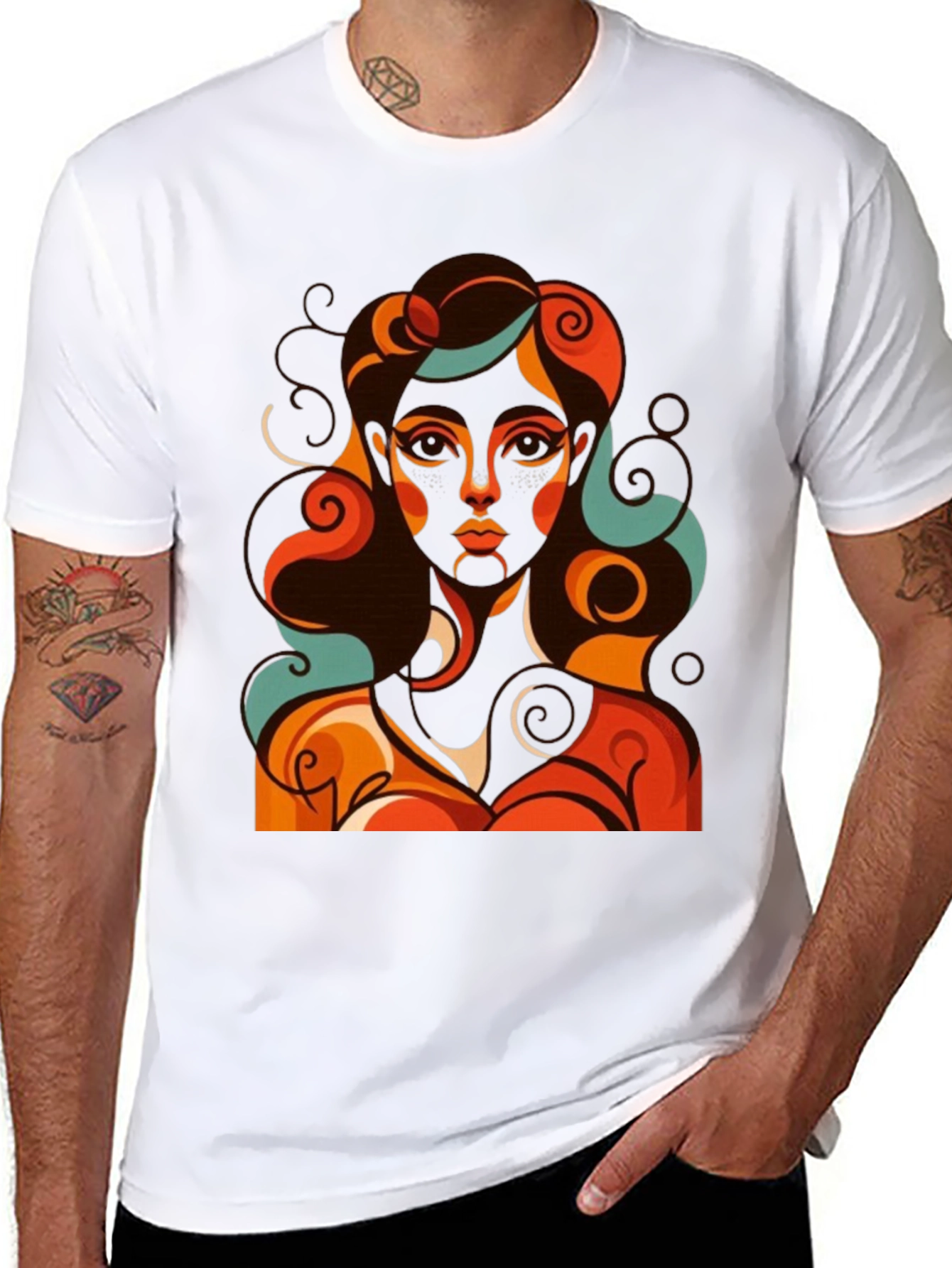 Retro Woman Graphic T-Shirt - Abstract Art Tee