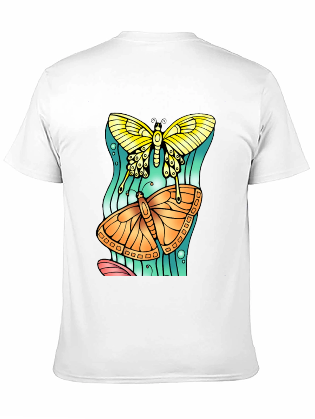Butterfly Graphic Tee - Artsy Crew Neck T-Shirt