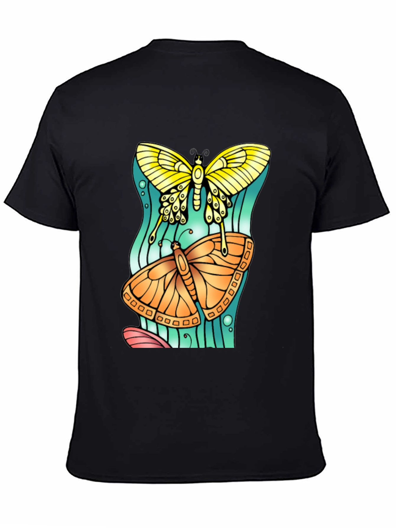 Butterfly Graphic Tee - Artsy Crew Neck T-Shirt