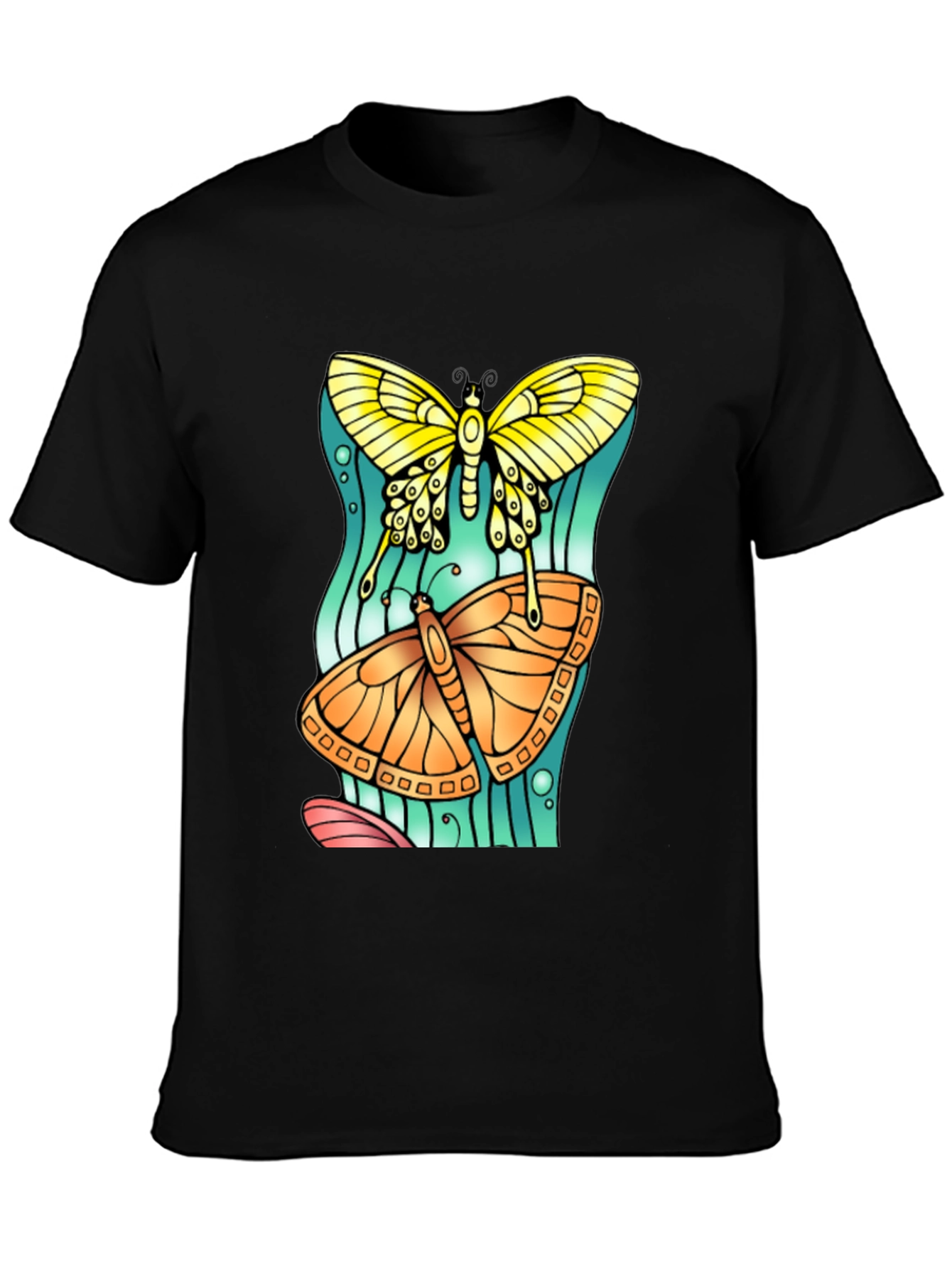 Butterfly Graphic Tee - Artsy Crew Neck T-Shirt