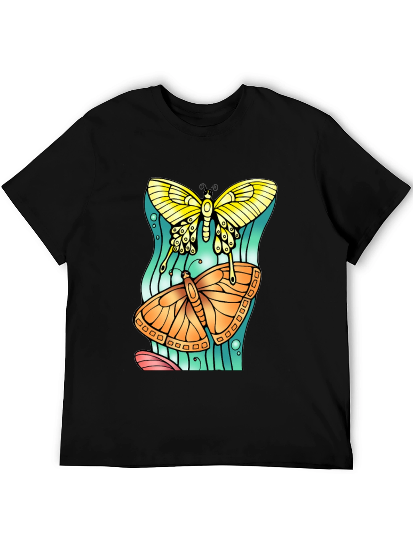 Butterfly Graphic Tee - Artsy Crew Neck T-Shirt