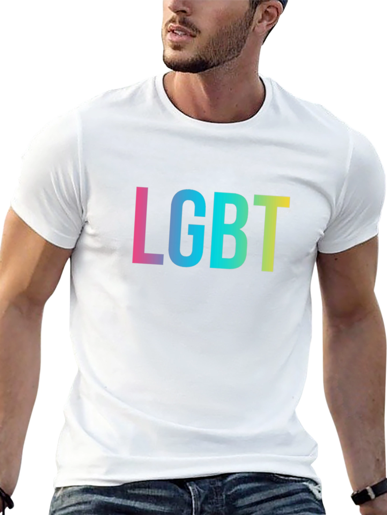 LGBT Pride T-Shirt - Black Rainbow Text Tee