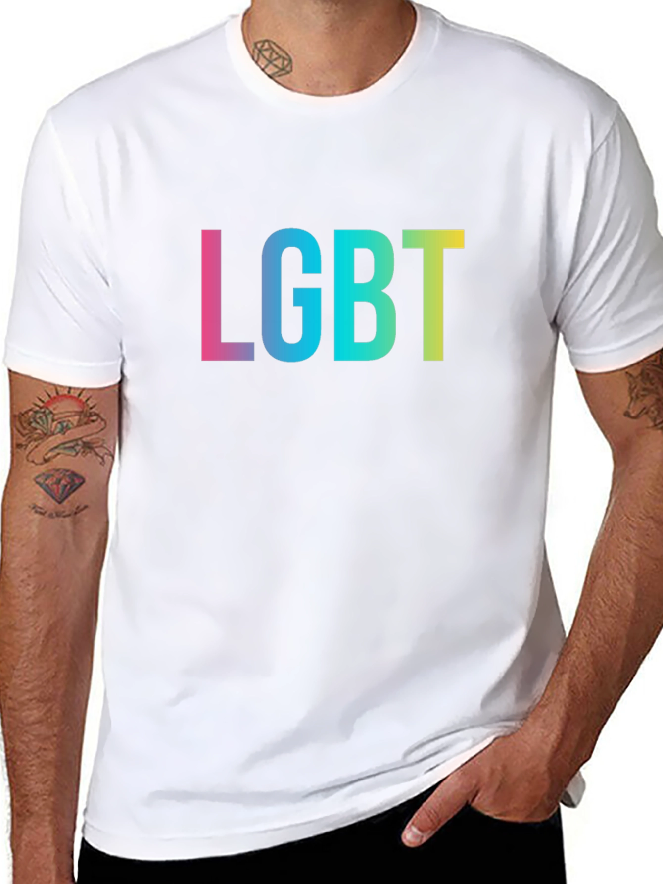 LGBT Pride T-Shirt - Black Rainbow Text Tee