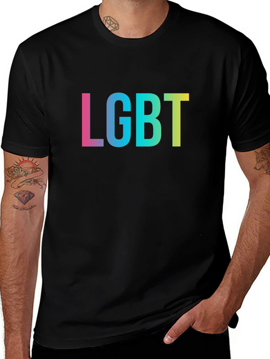 LGBT Pride T-Shirt - Black Rainbow Text Tee