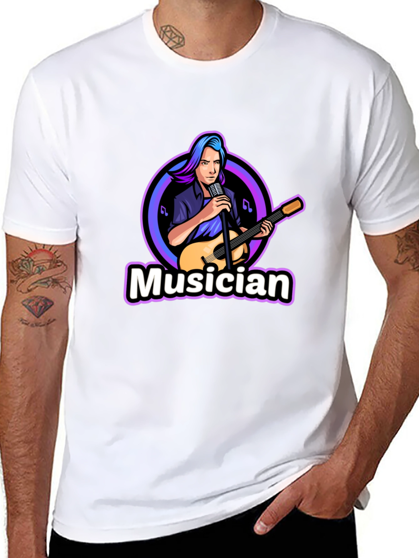 Musician Graphic Print Black T-Shirt